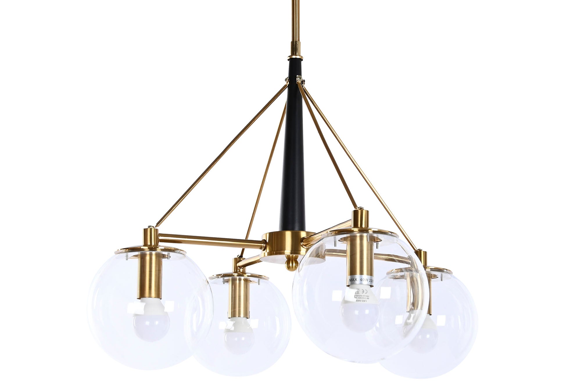 Luminária de teto de cristal metálico 50x50x144 bolas douradas