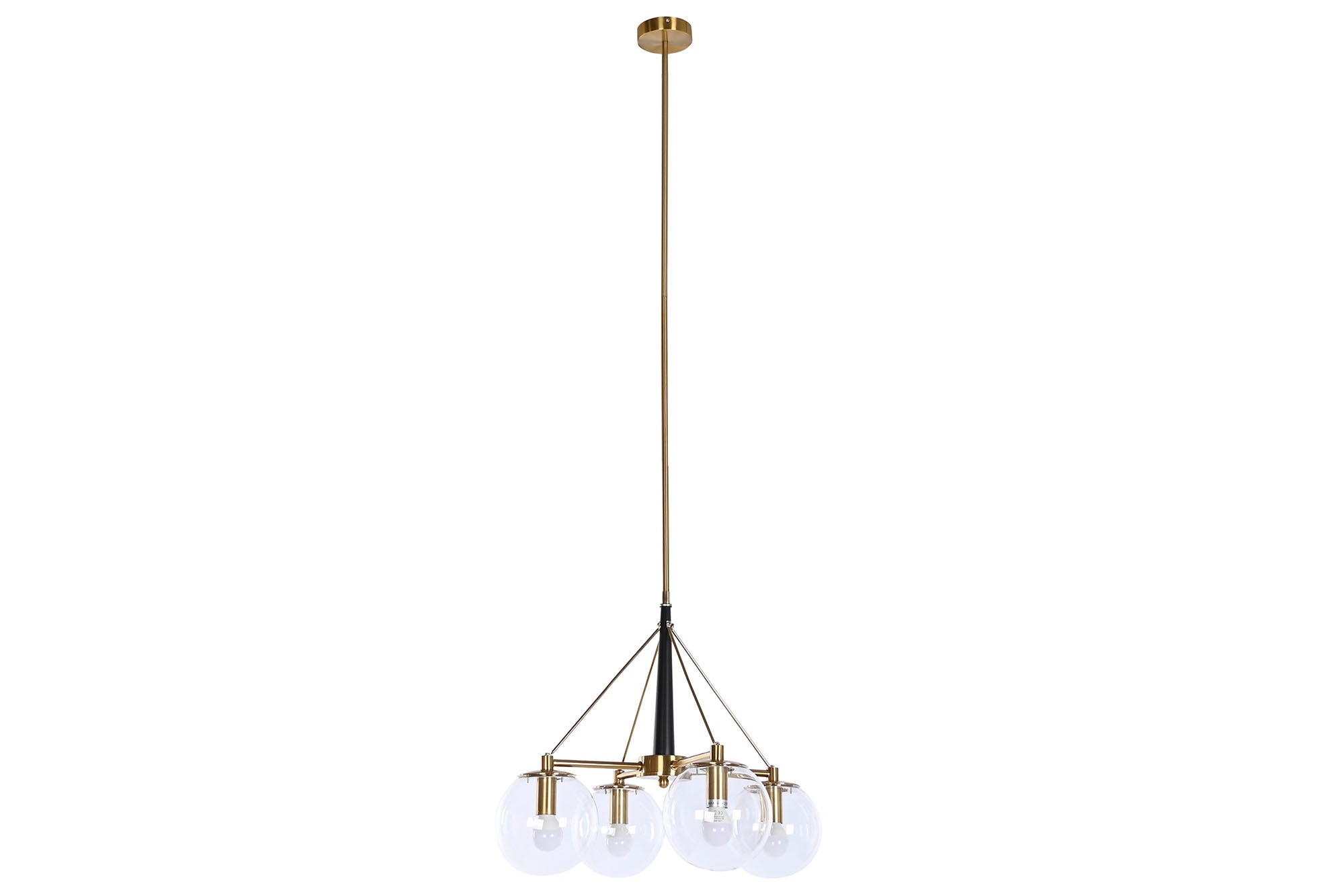Luminária de teto de cristal metálico 50x50x144 bolas douradas