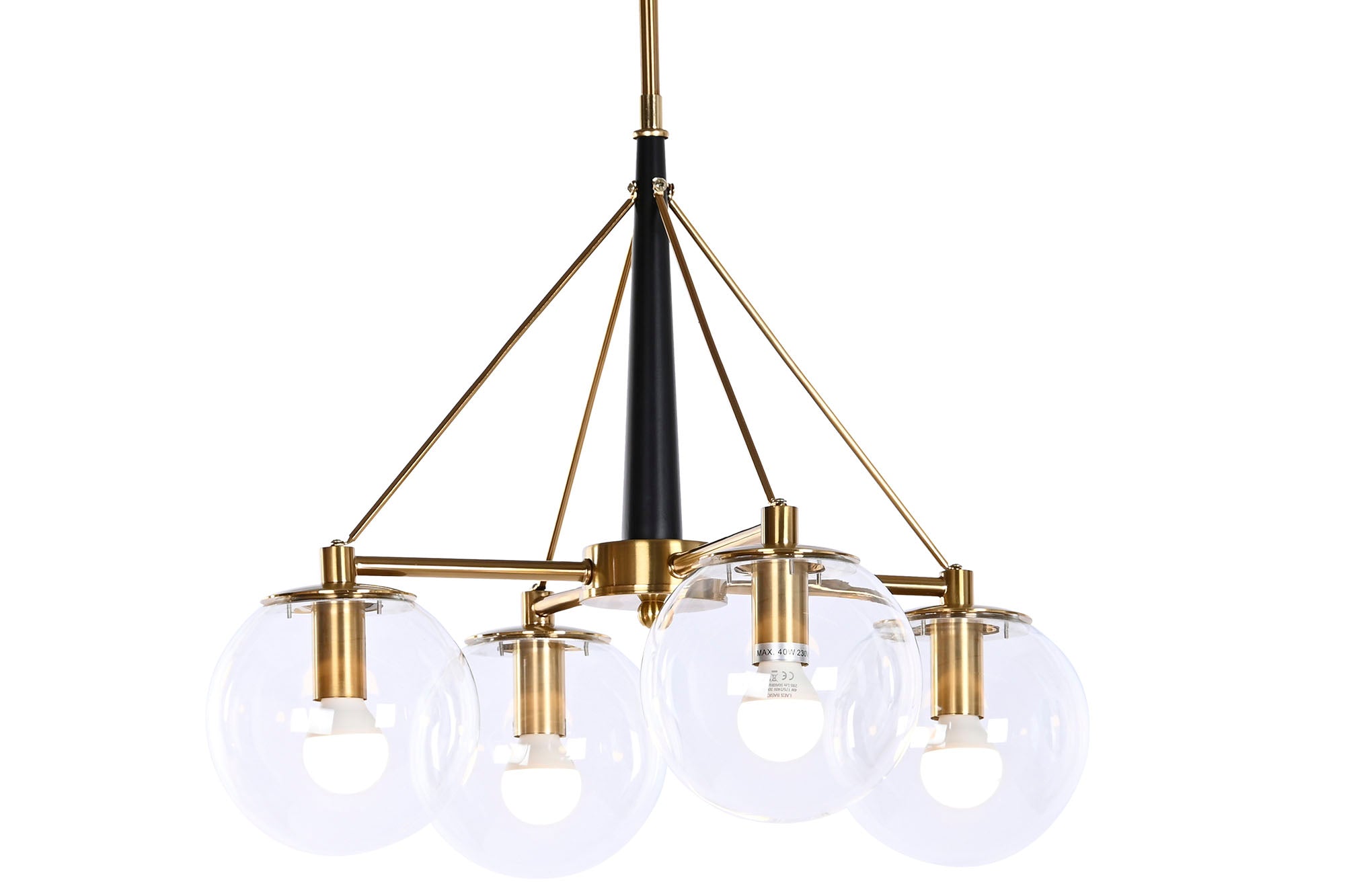 Luminária de teto de cristal metálico 50x50x144 bolas douradas