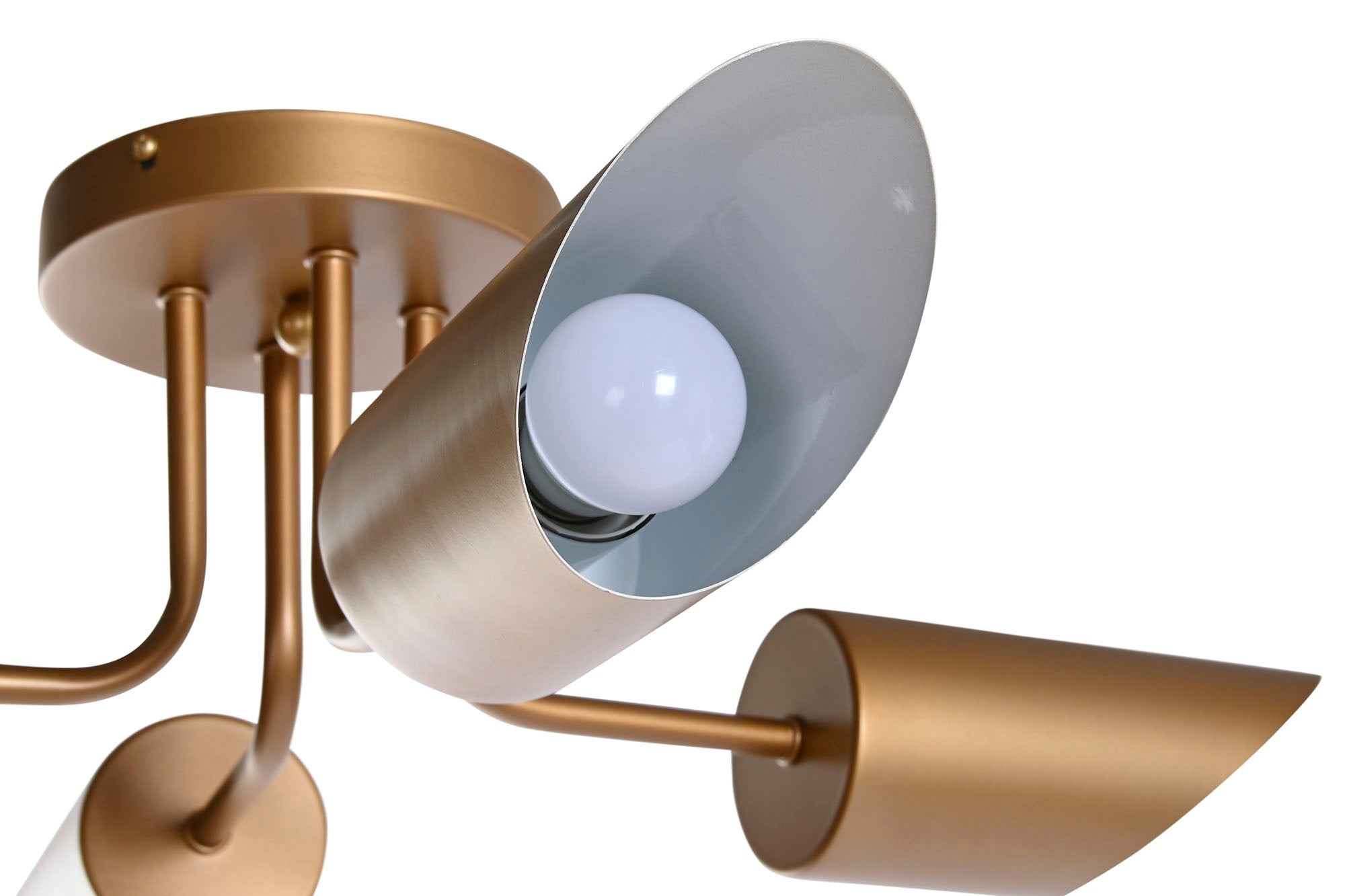 Luminária de teto de metal 67x67x20 4 holofotes dourados