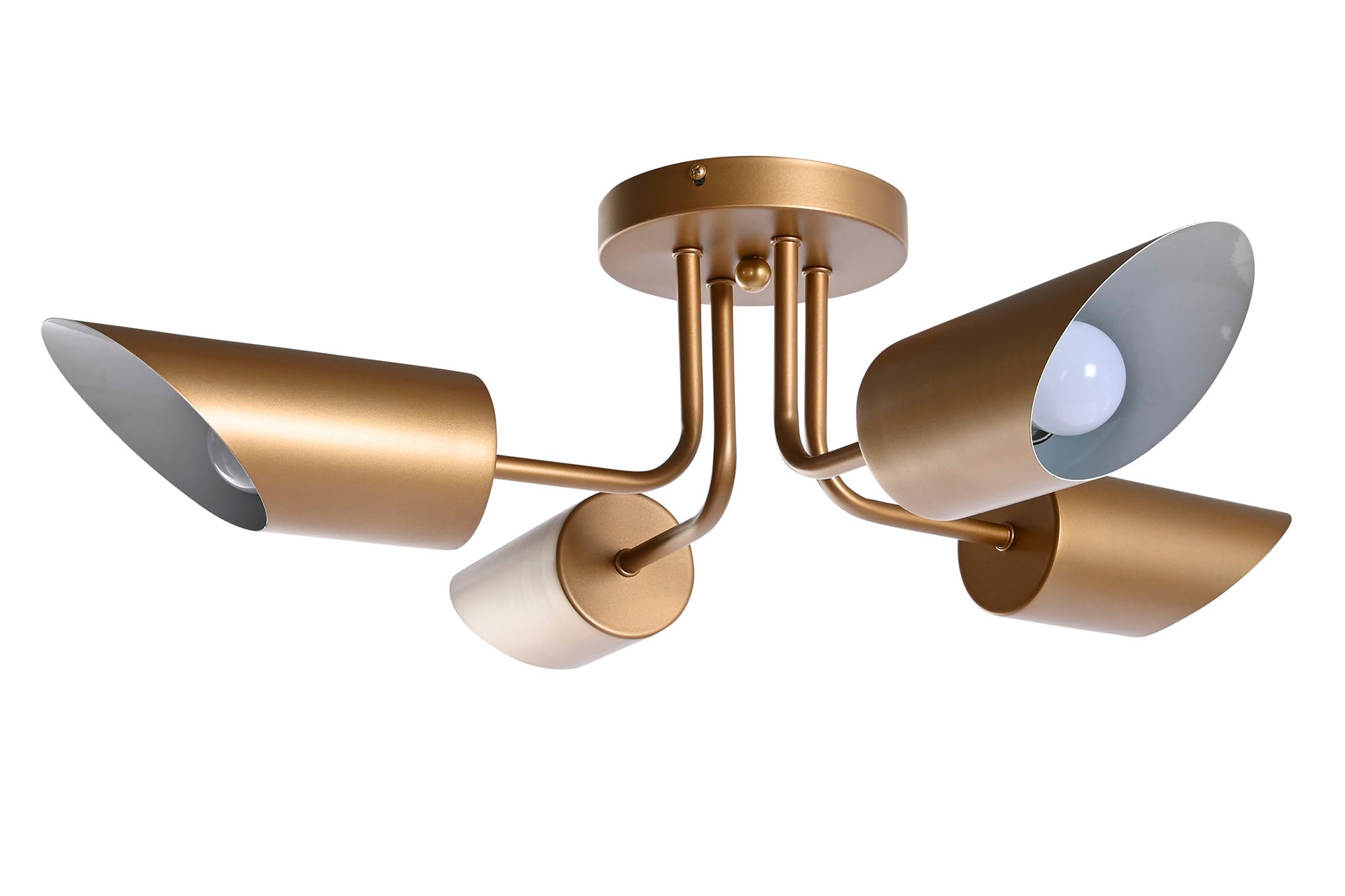Luminária de teto de metal 67x67x20 4 holofotes dourados