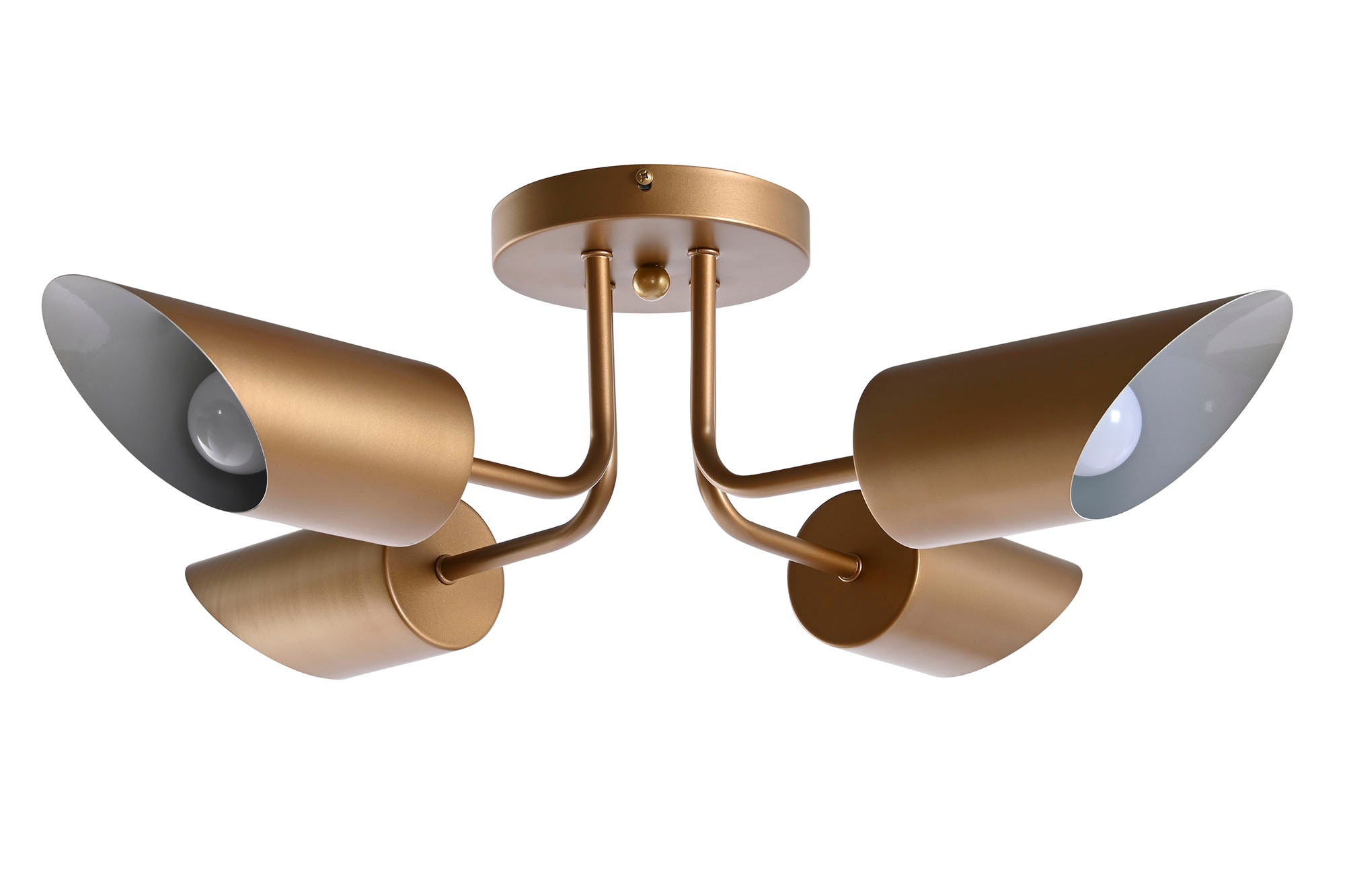 Luminária de teto de metal 67x67x20 4 holofotes dourados