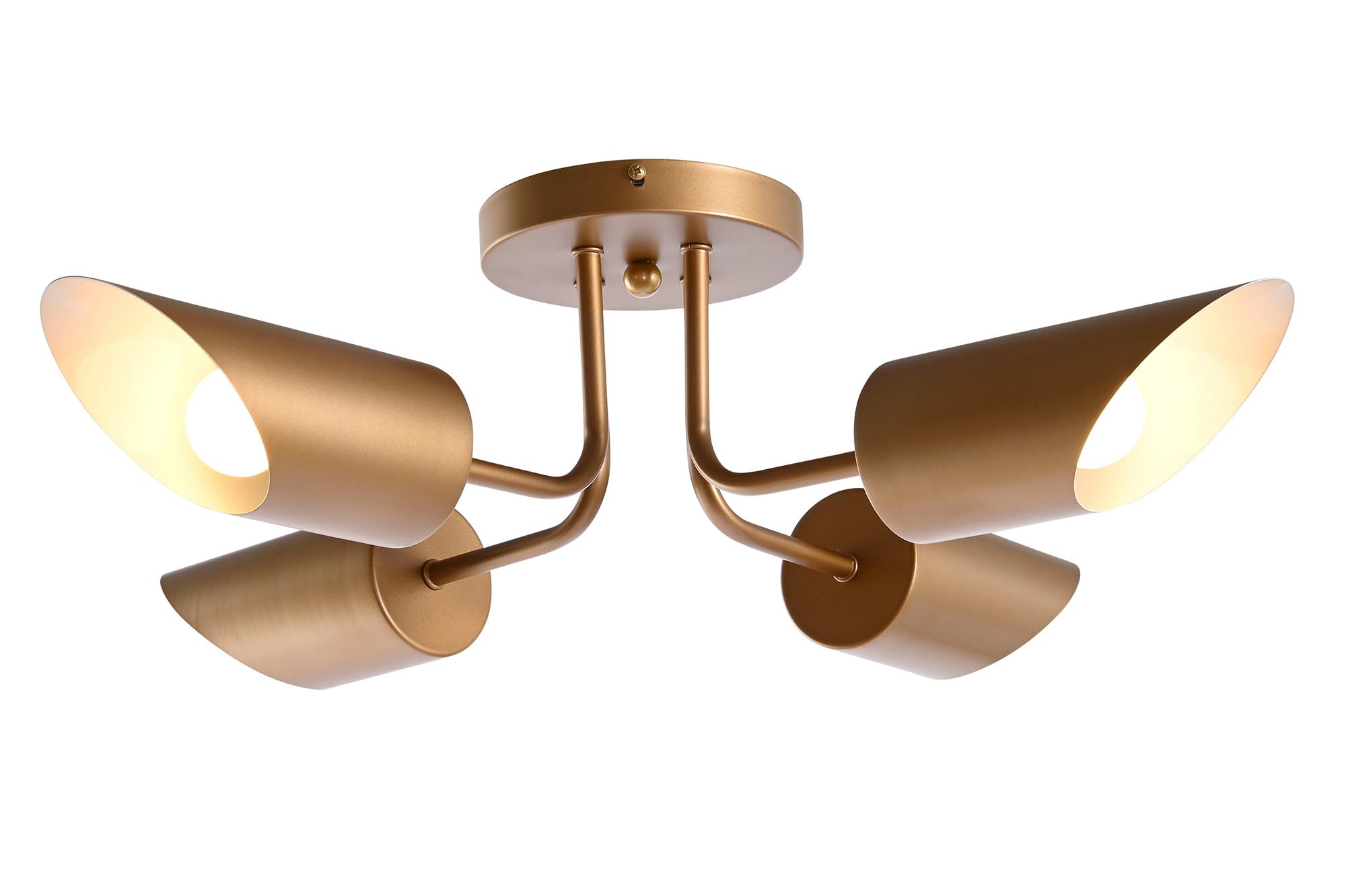 Luminária de teto de metal 67x67x20 4 holofotes dourados