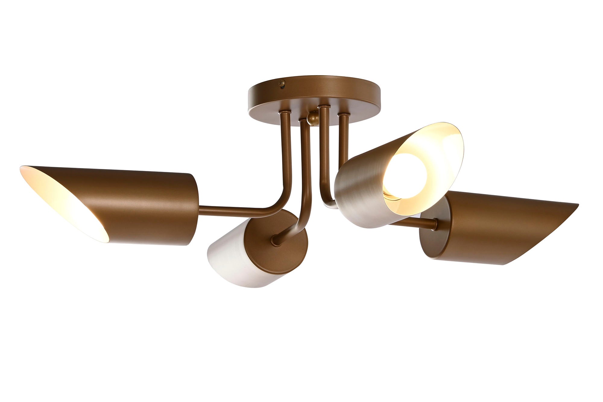 Luminária de teto de metal 67x67x20 4 holofotes dourados
