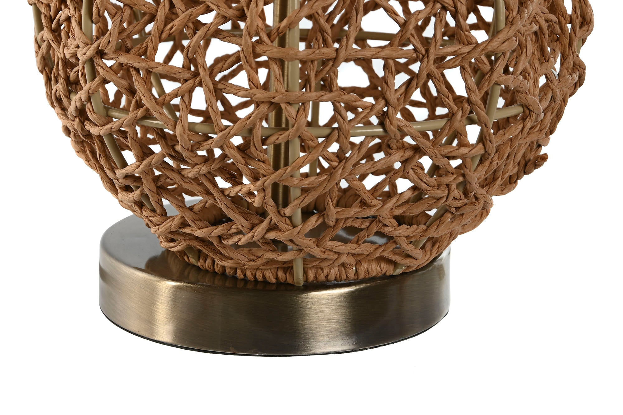 Luminária de mesa em rattan e linho 33x33x60 bege