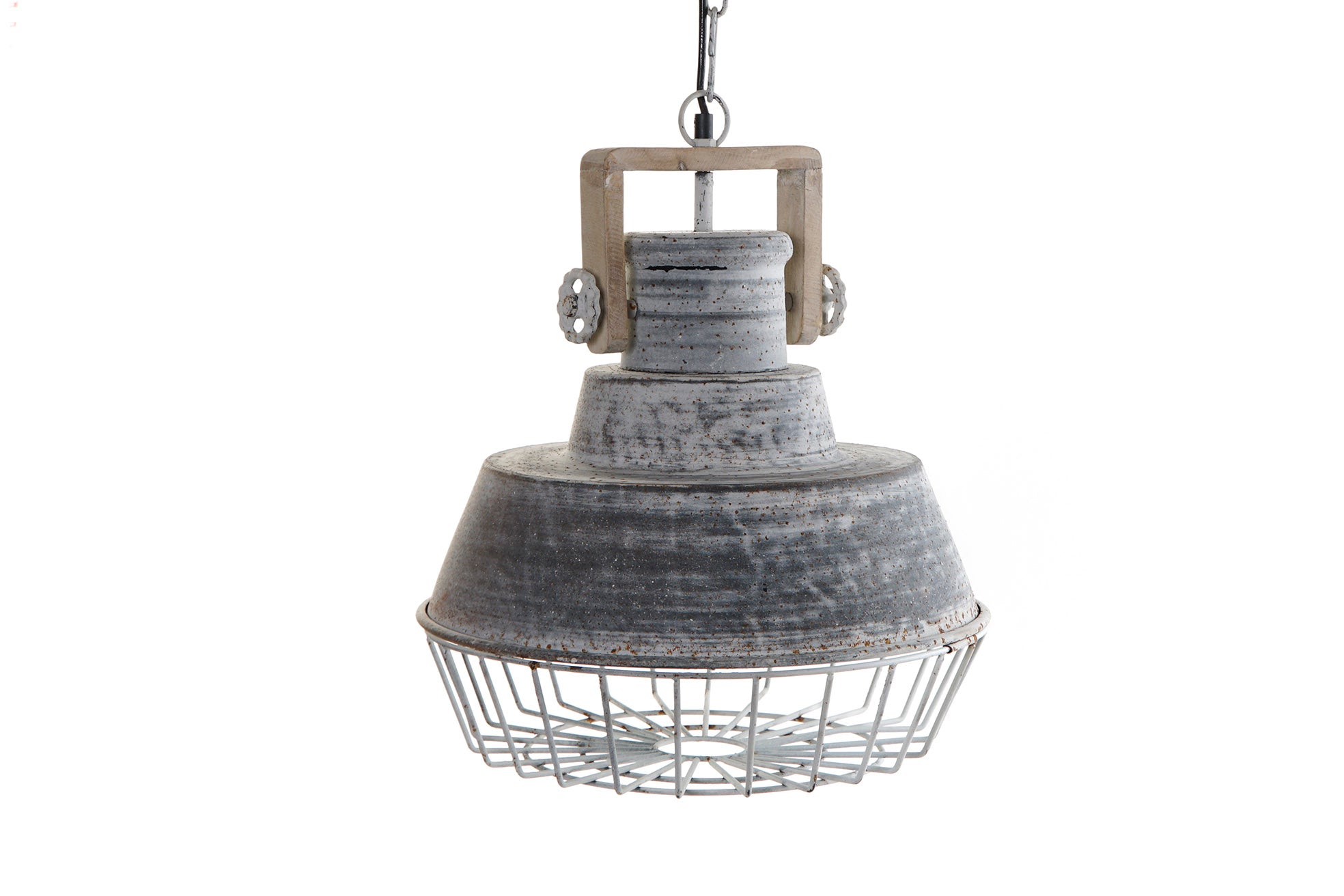 Lampara Techo Metal Madera 39X39X45 Decape Gris