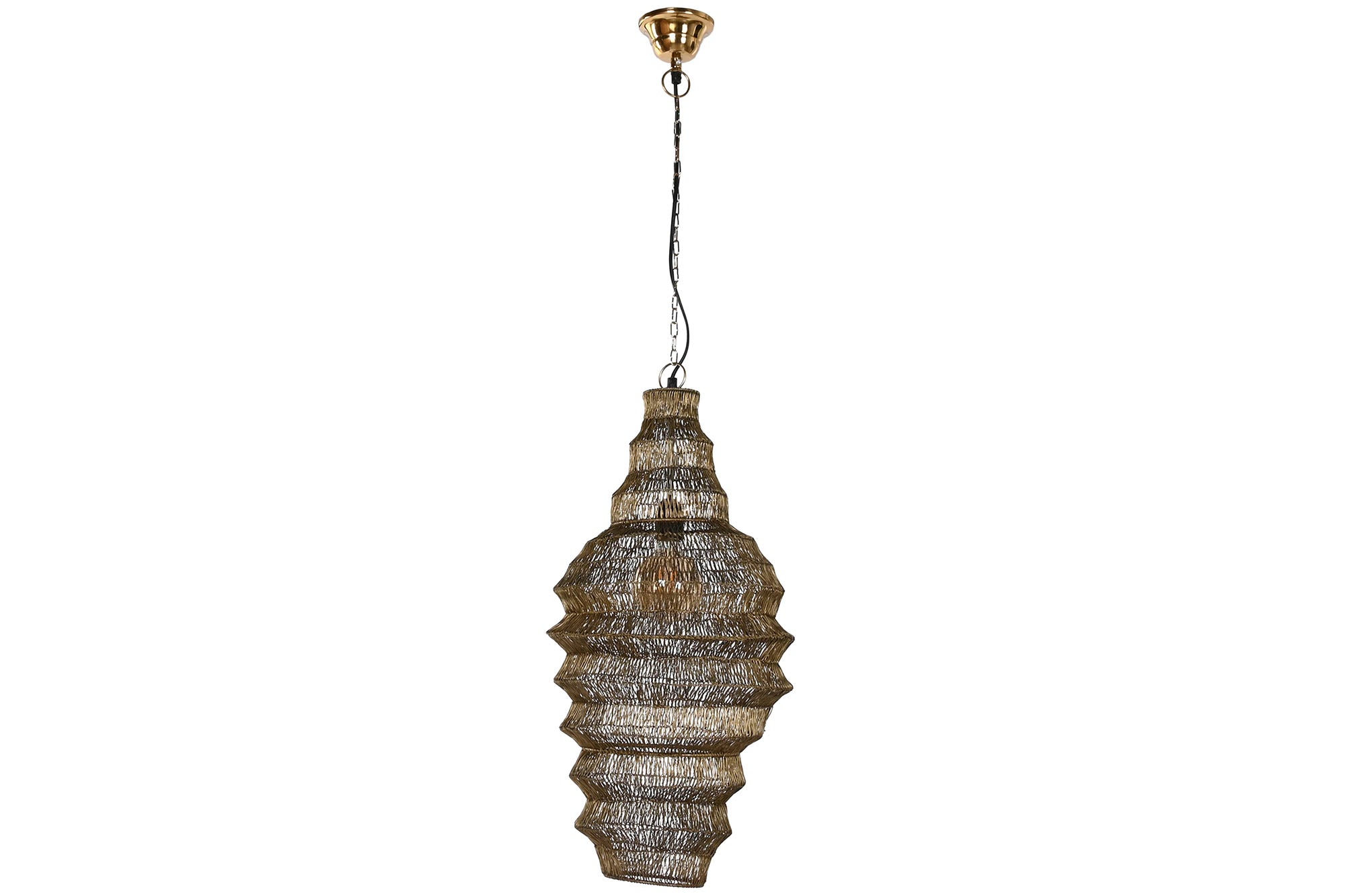 Lampara Techo Hierro 36X36X68 Desgastado Dorado