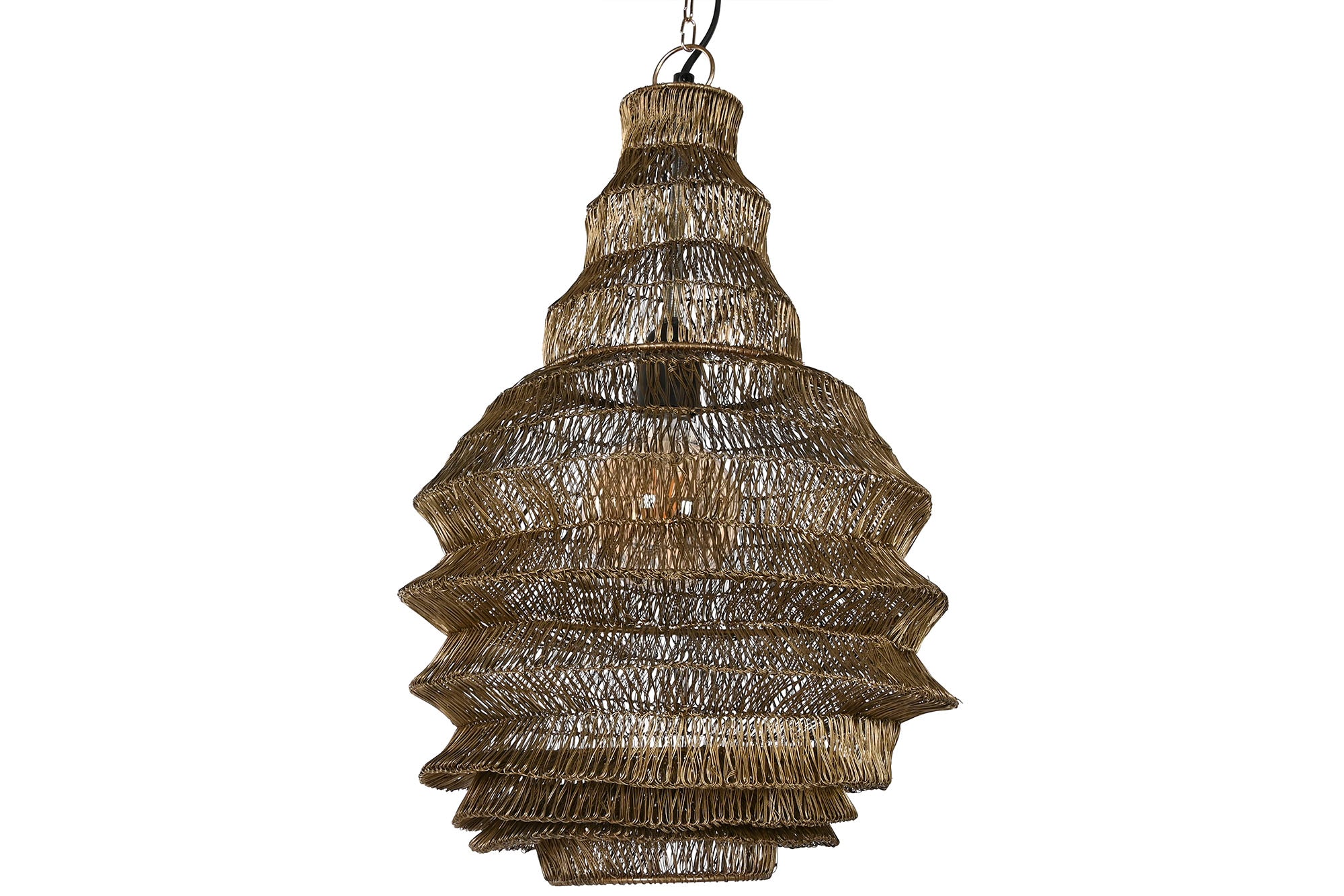 Lampara Techo Hierro 36X36X68 Desgastado Dorado
