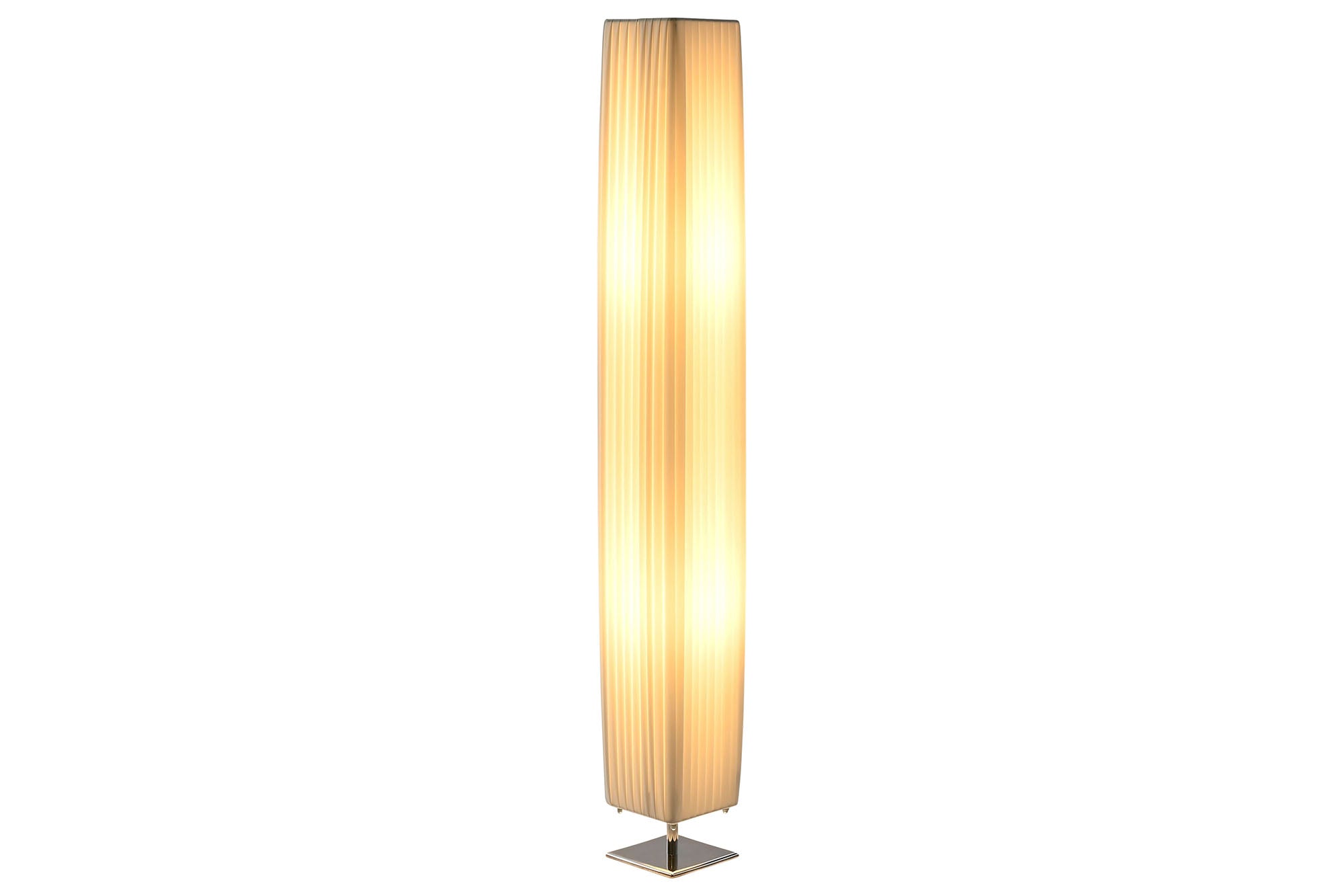 Lampara Pie Hierro Pe 14X14X120 Plisado Blanco