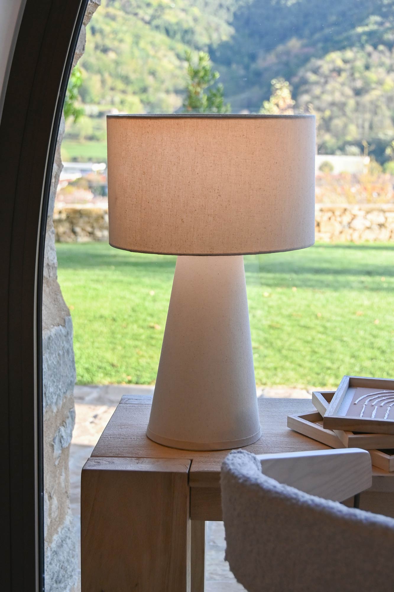 Polyester Metal Table Lamp 32X32X50.5 Ecru