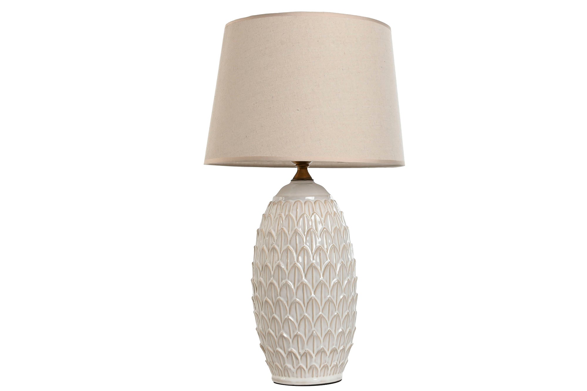 Lampara Sobremesa Porcelana Algodon 36X36X65 Hojas