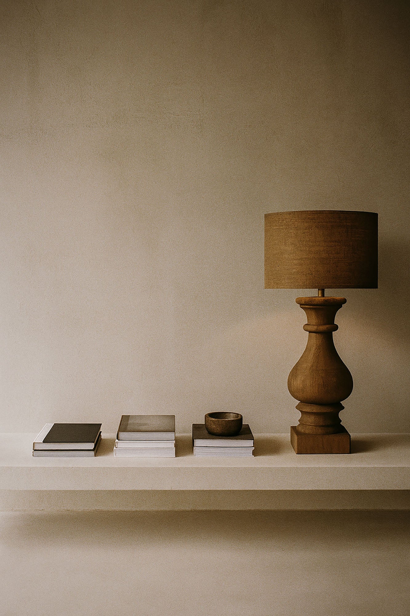 Luminária de mesa em madeira de juta 41x41x82 esculpida