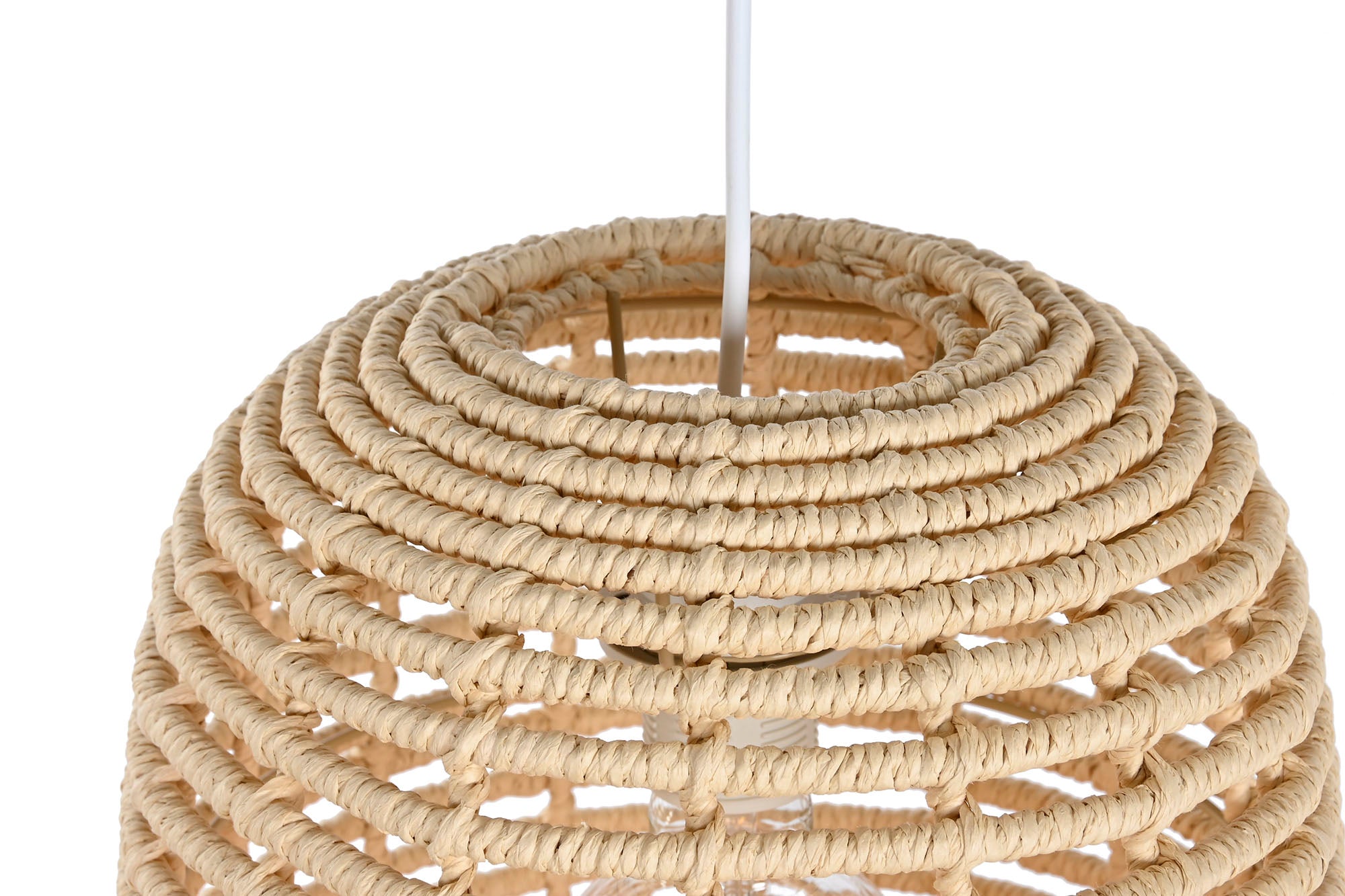 Lampara Techo Ratan 30X30X60 Hecha A Mano Natural