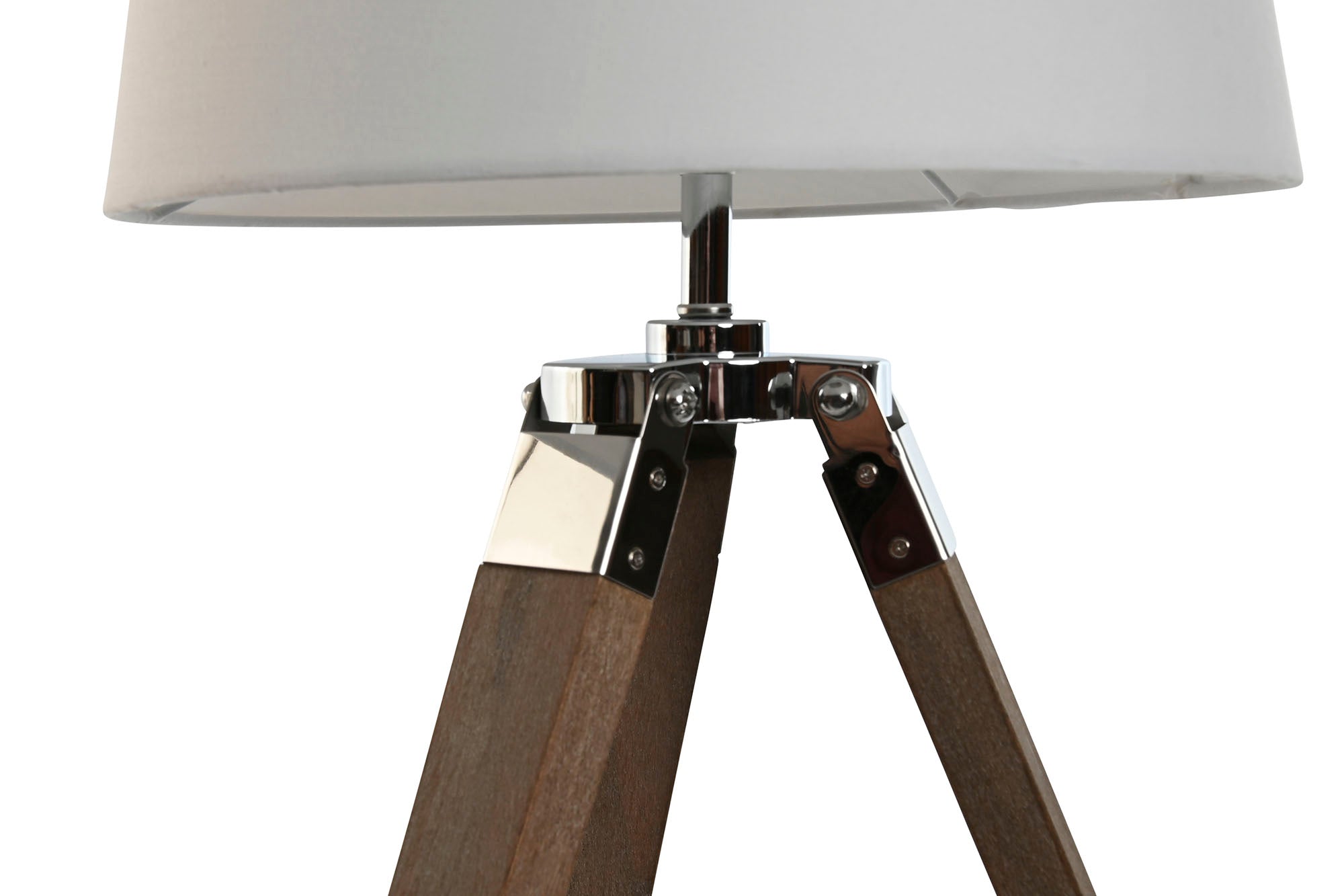 Lampara Sobremesa Madera Algodon 36X36X60 Tripode