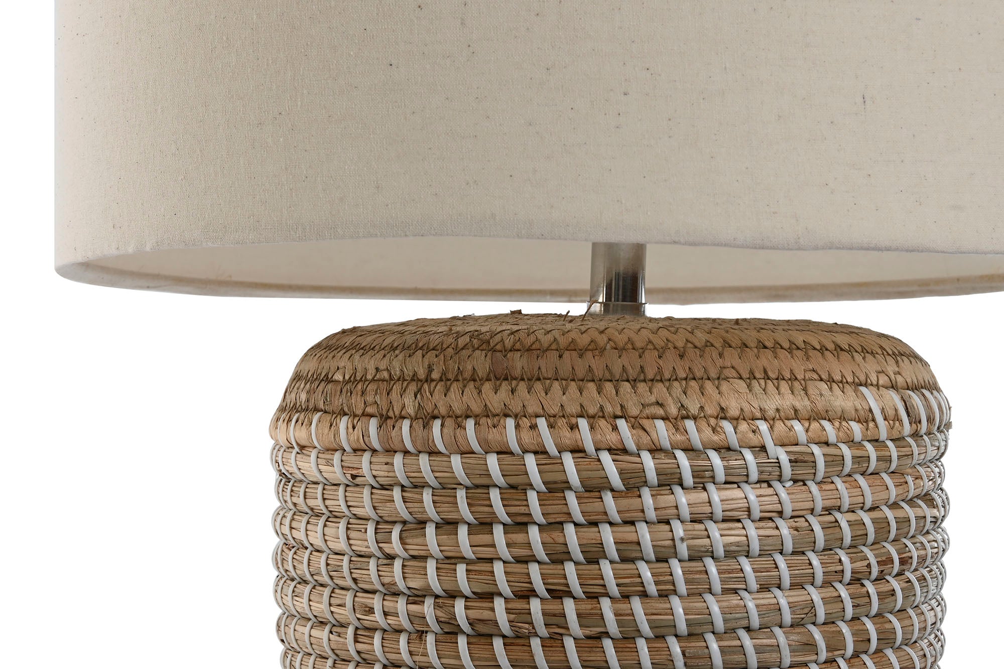 Lampara Sobremesa Seagrass Lino 38X38X47 Blanco