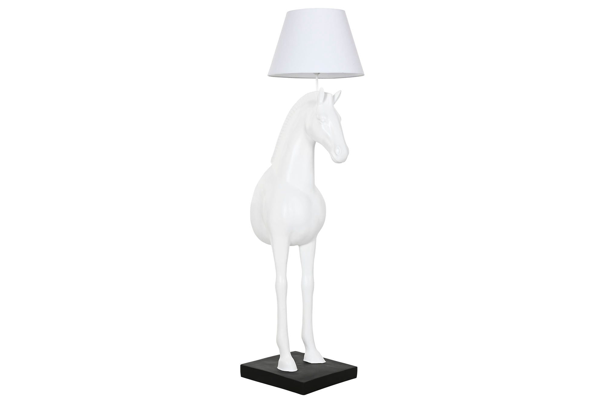 Lampara Pie Resina 47X40X153 Caballo Blanco