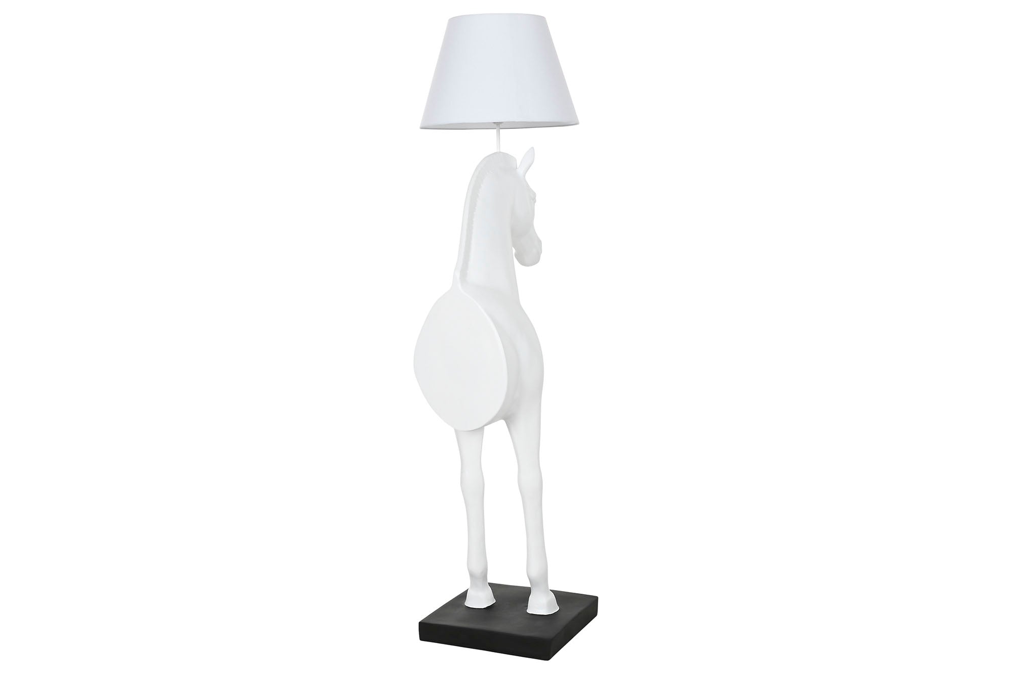 Lampara Pie Resina 47X40X153 Caballo Blanco