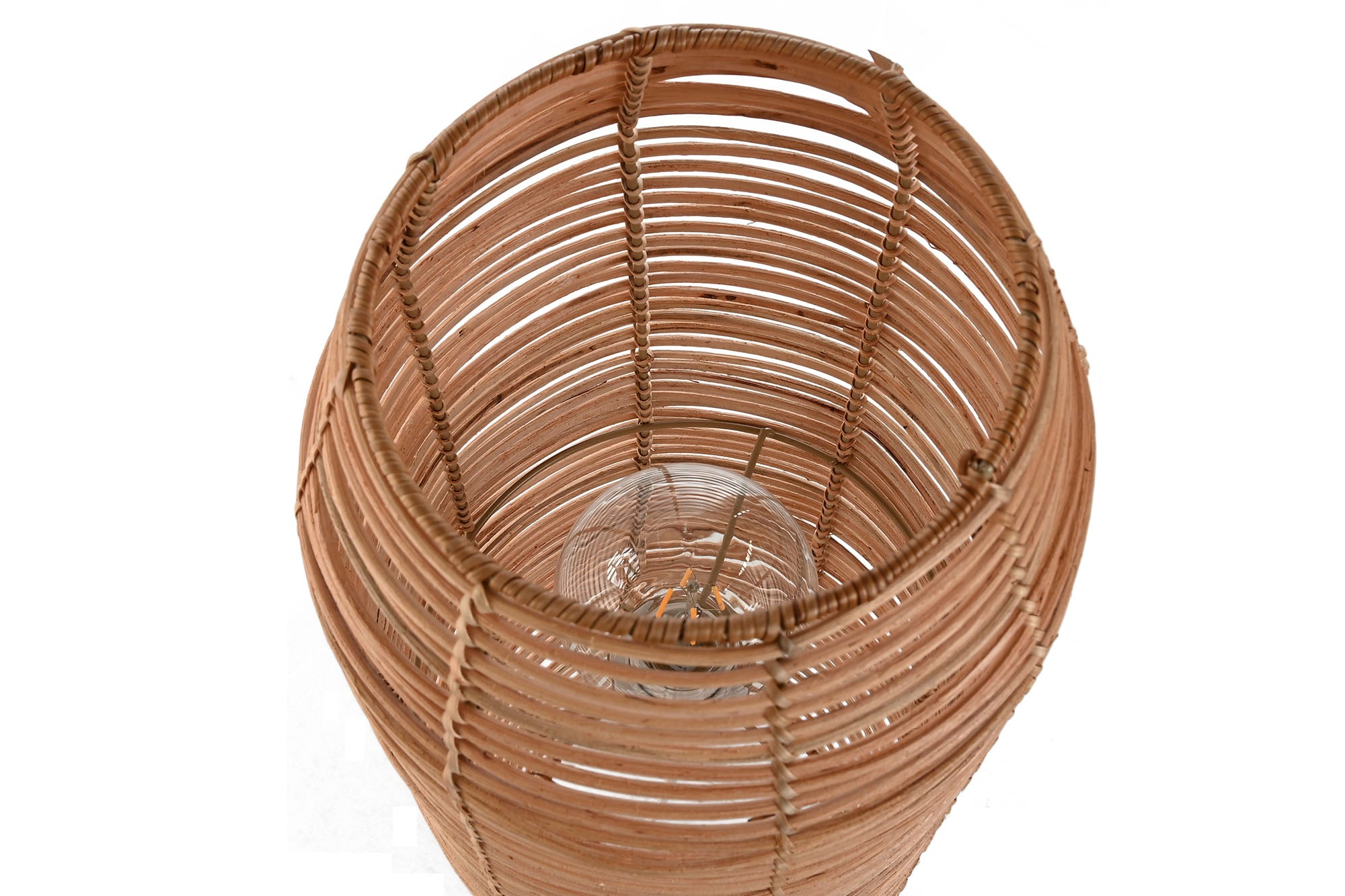 Luminária de chão de metal rattan 23x23x65 marrom natural