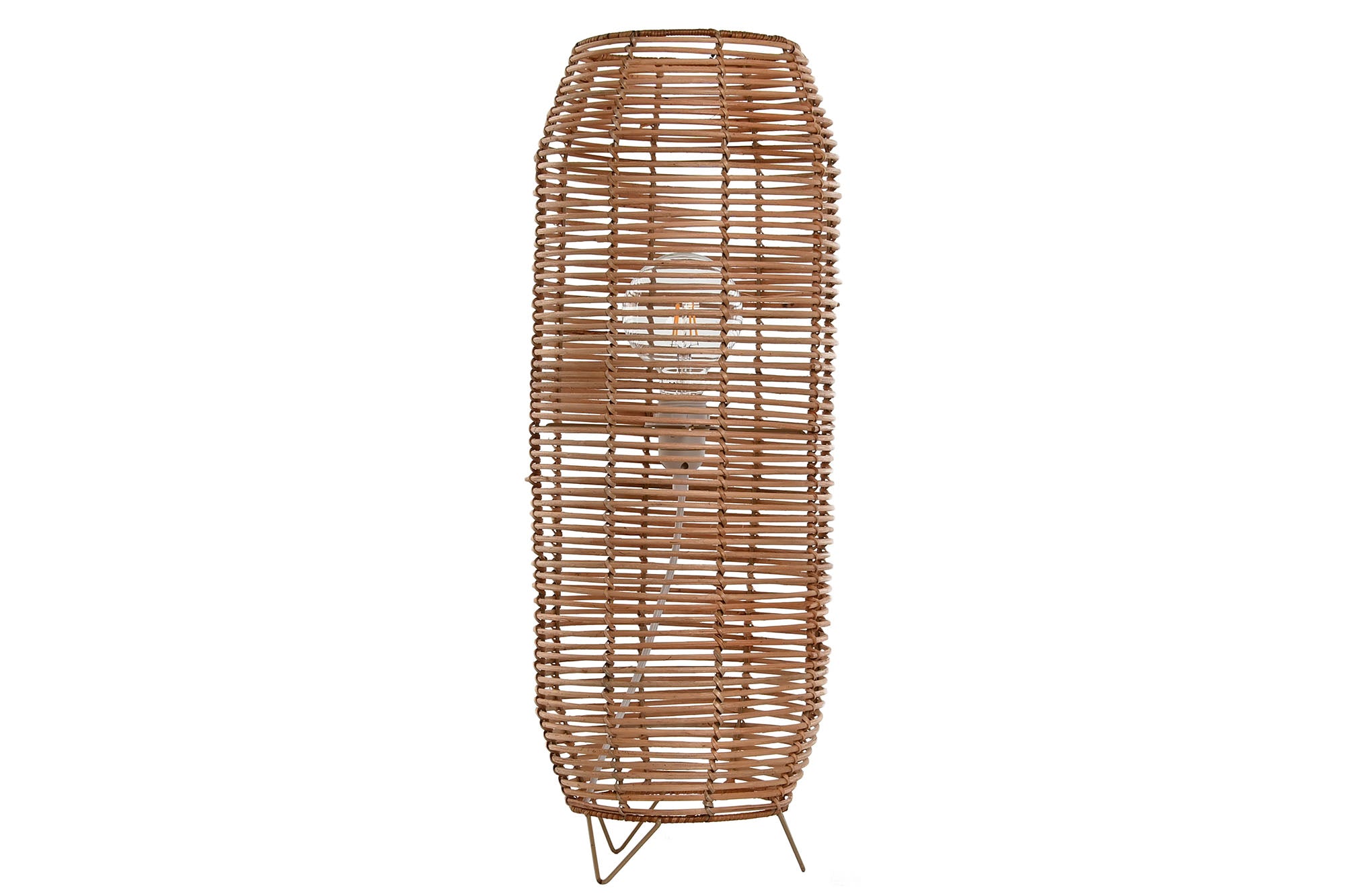 Lampara Pie Ratan Metal 23X23X65 Natural Marron