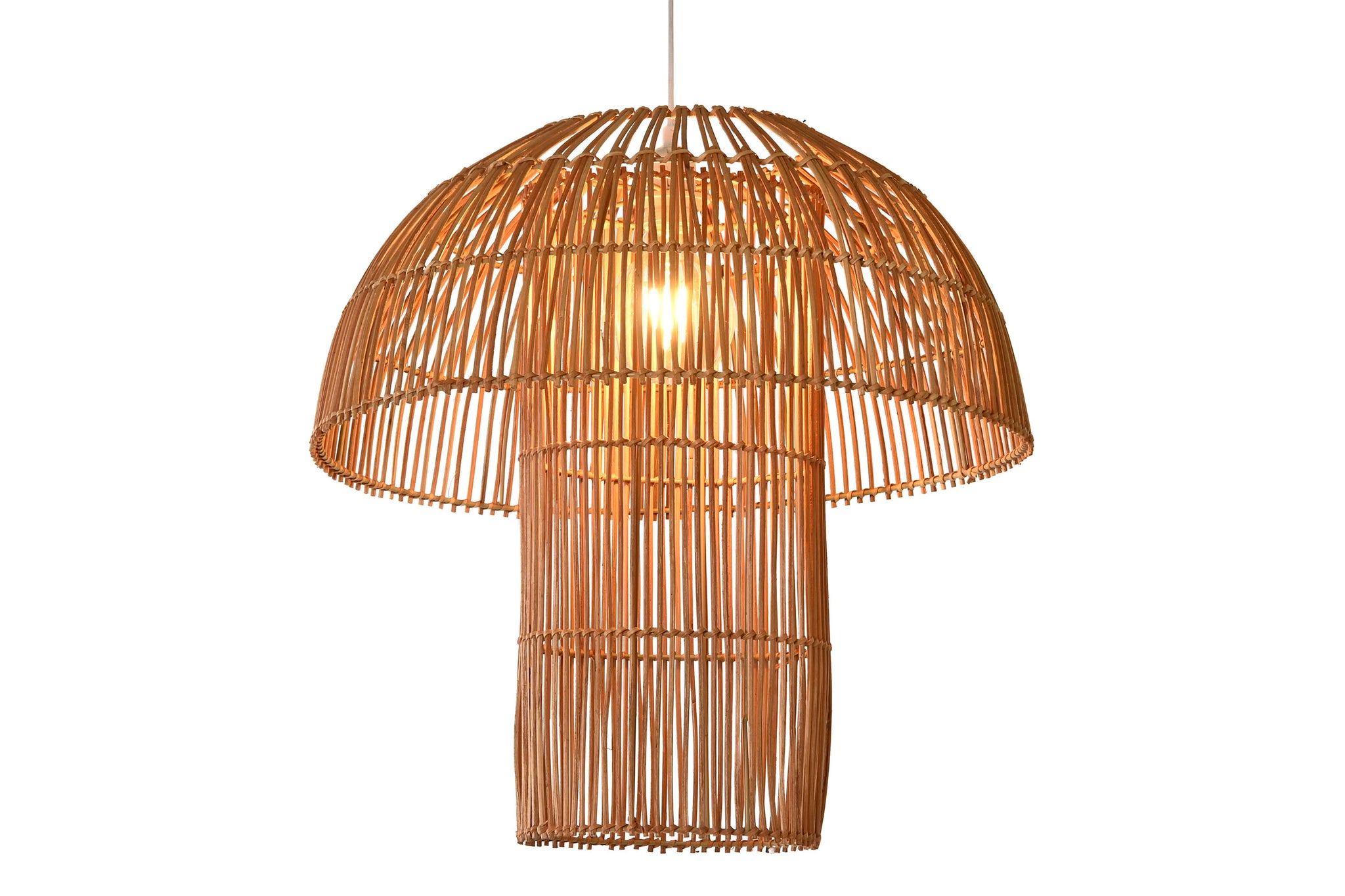 Luminária de teto de vime 50x50x51 marrom cogumelo natural