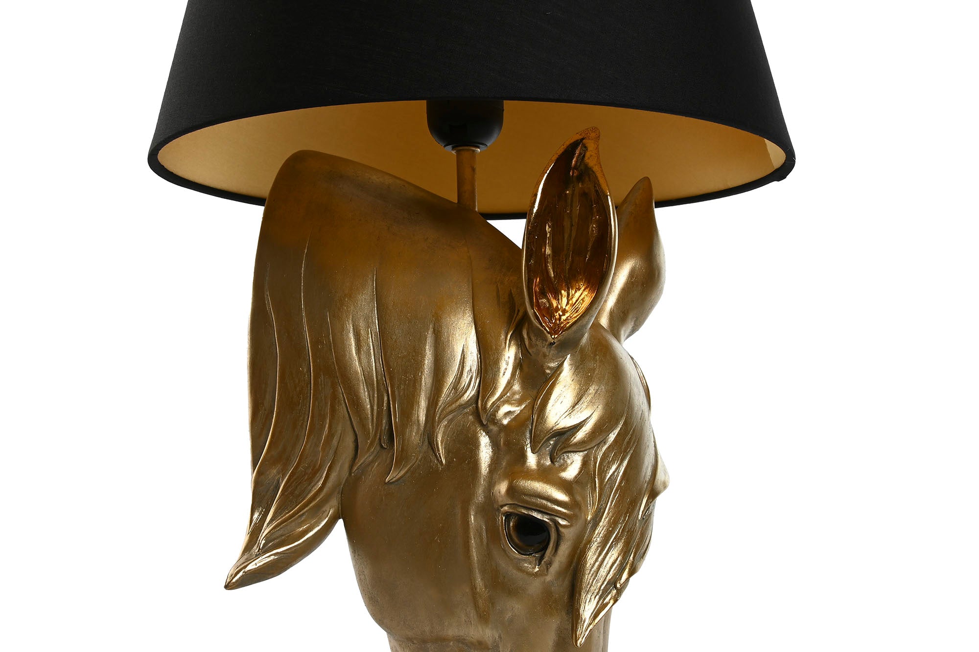 Lampara Sobremesa Resina 30X30X59 Caballo Dorado
