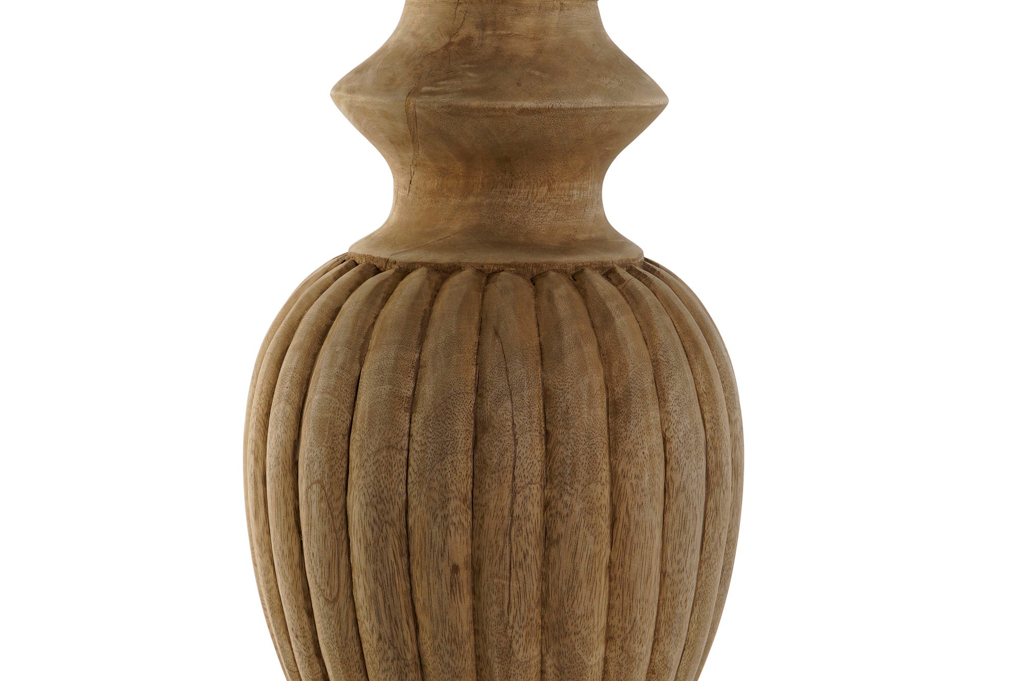 Lampara Sobremesa Madera Yute 44X44X91 Tallado