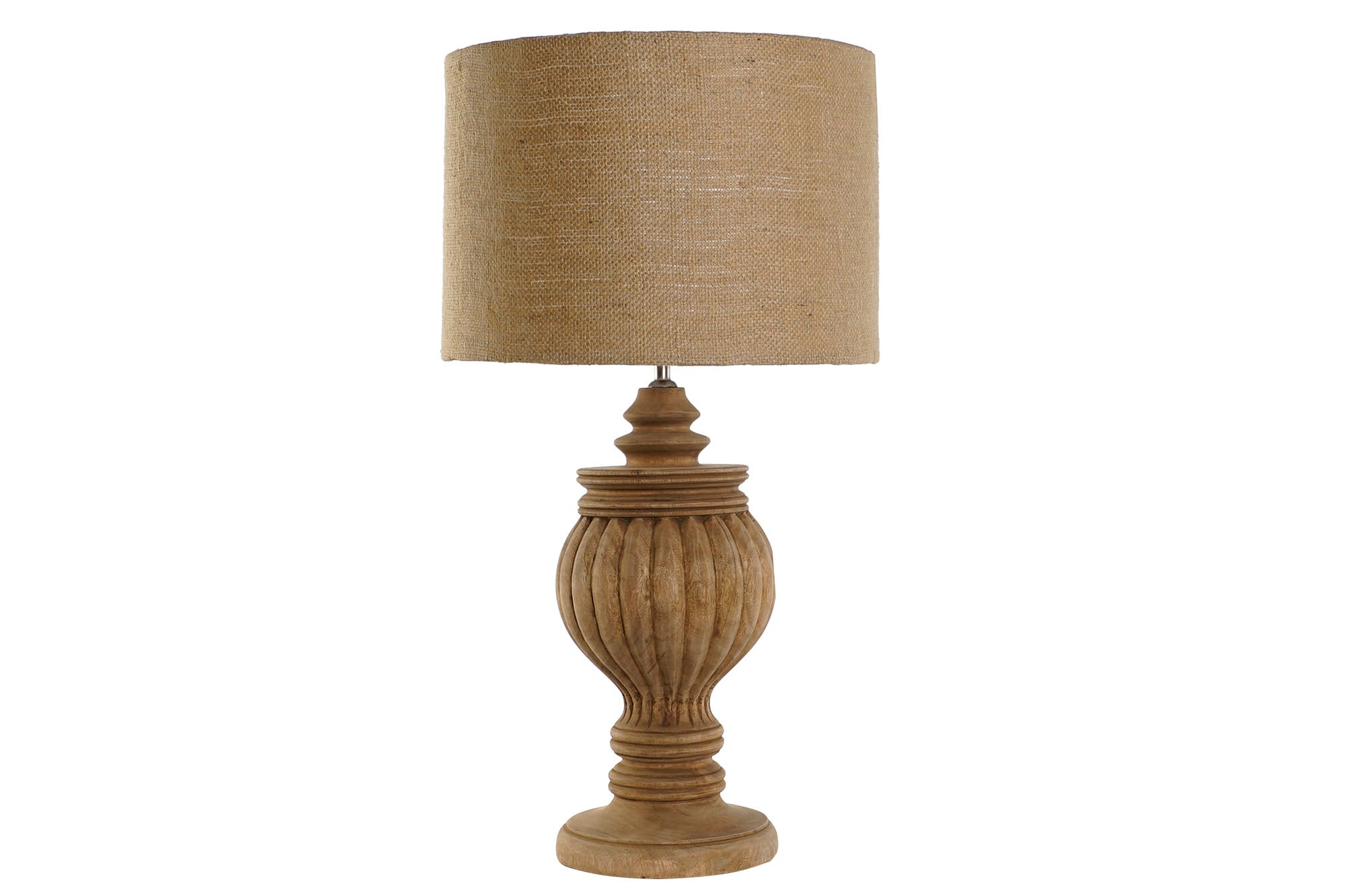 Jute Wood Table Lamp 41x41x76 Carved
