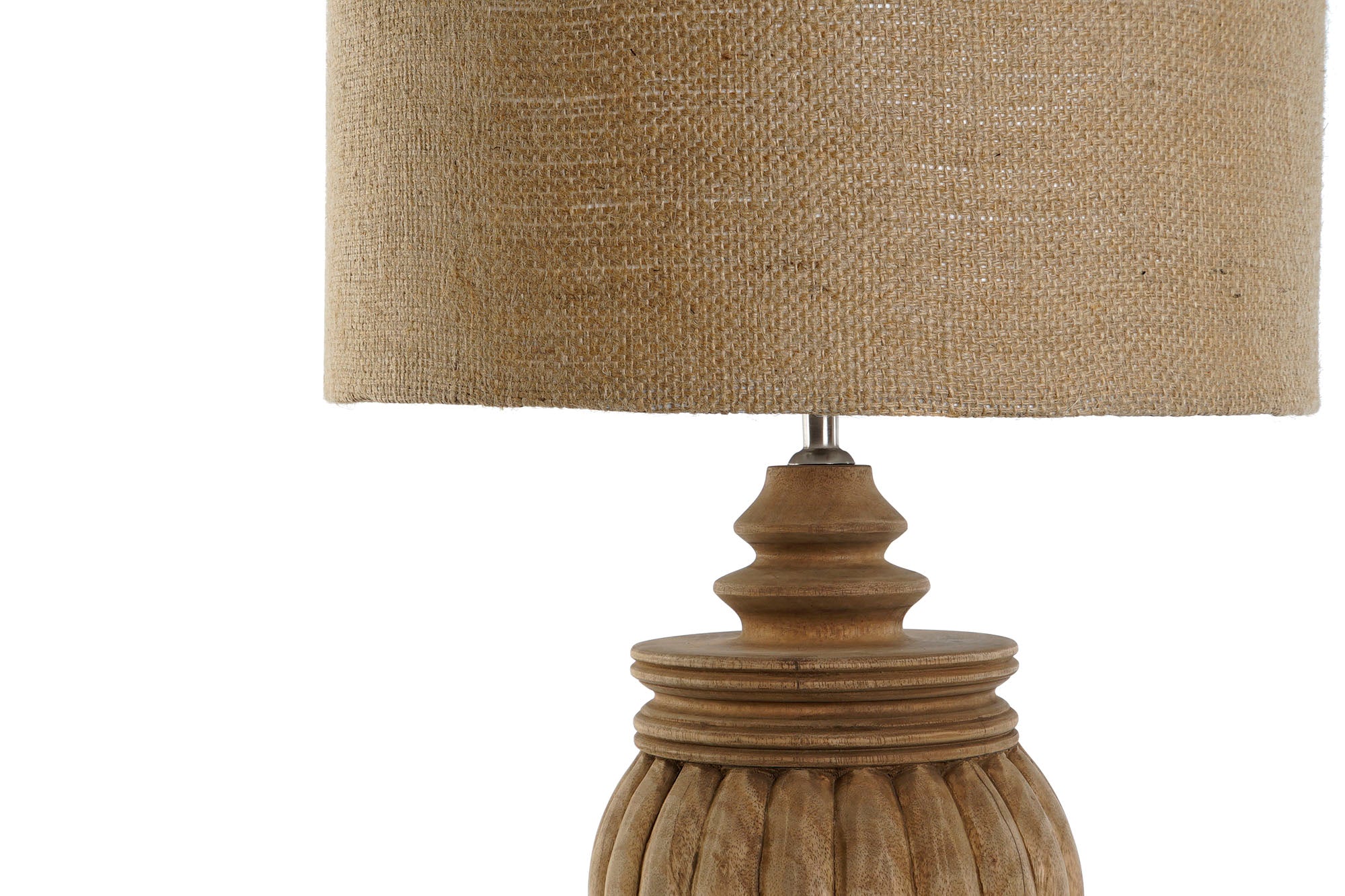 Jute Wood Table Lamp 41x41x76 Carved