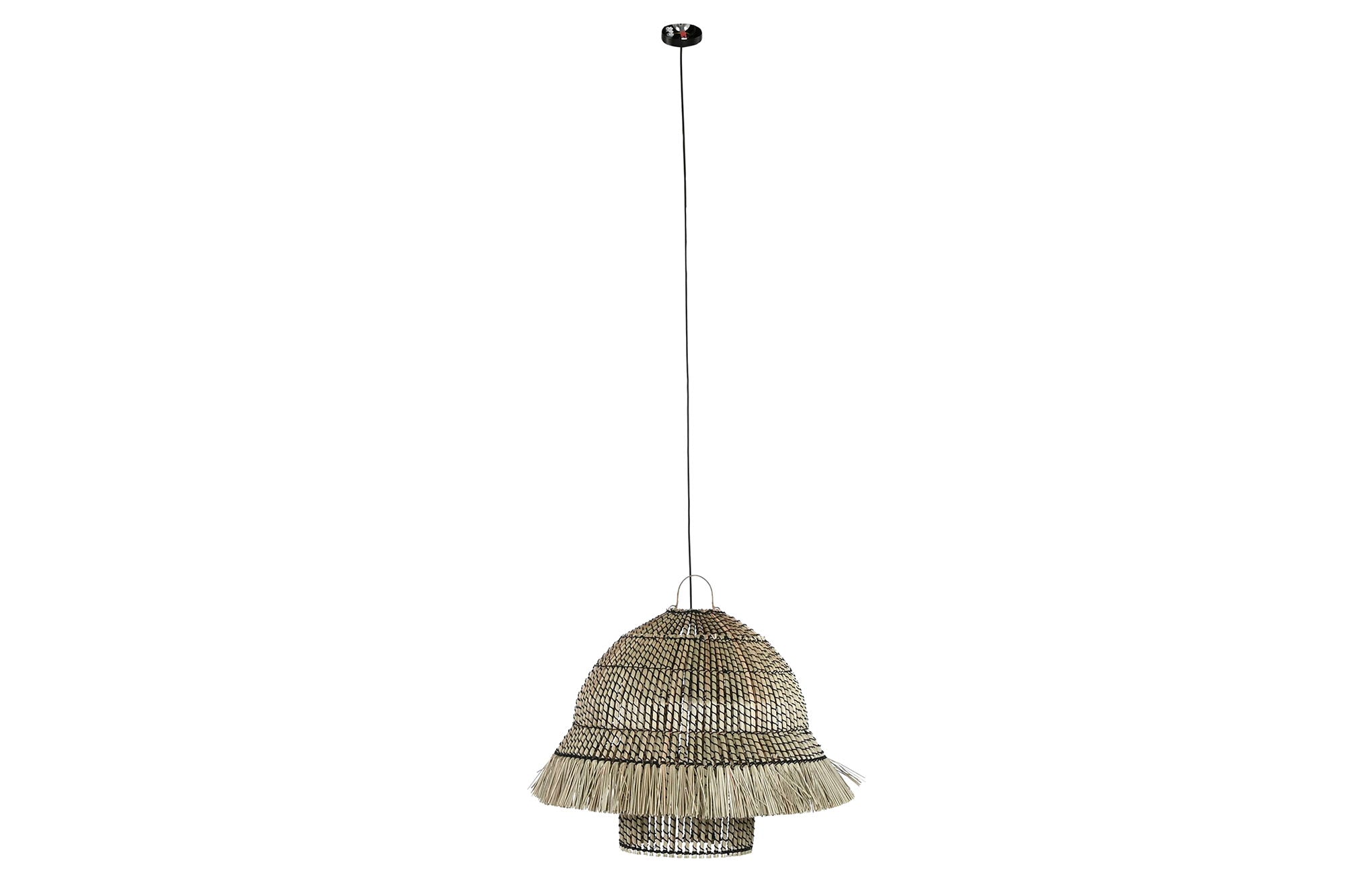 Luminária de teto de fibra natural 74x74x65