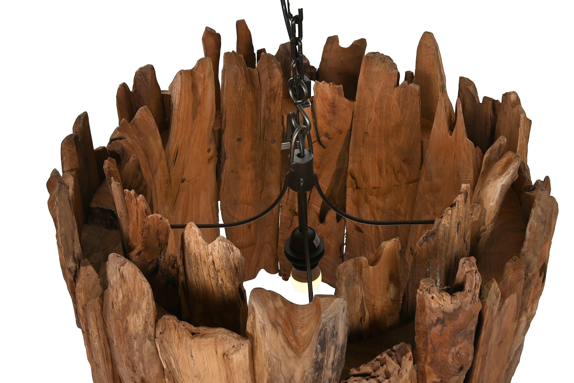 Luminária de teto em ferro teca 65x65x50 feita à mão