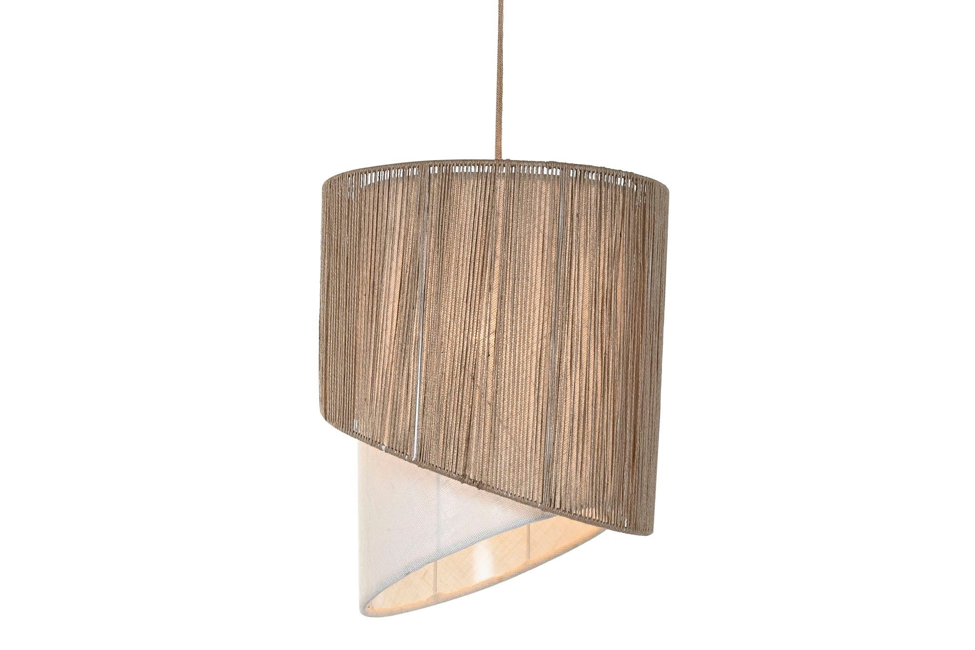 Lampara Techo Yute Metal 40X40X50 Natural Marron