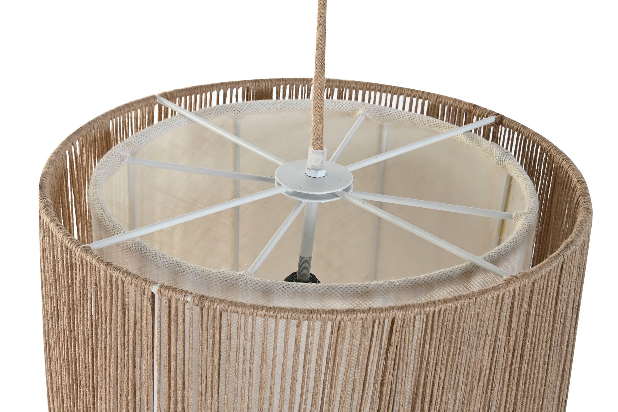 Lampara Techo Yute Metal 40X40X50 Natural Marron