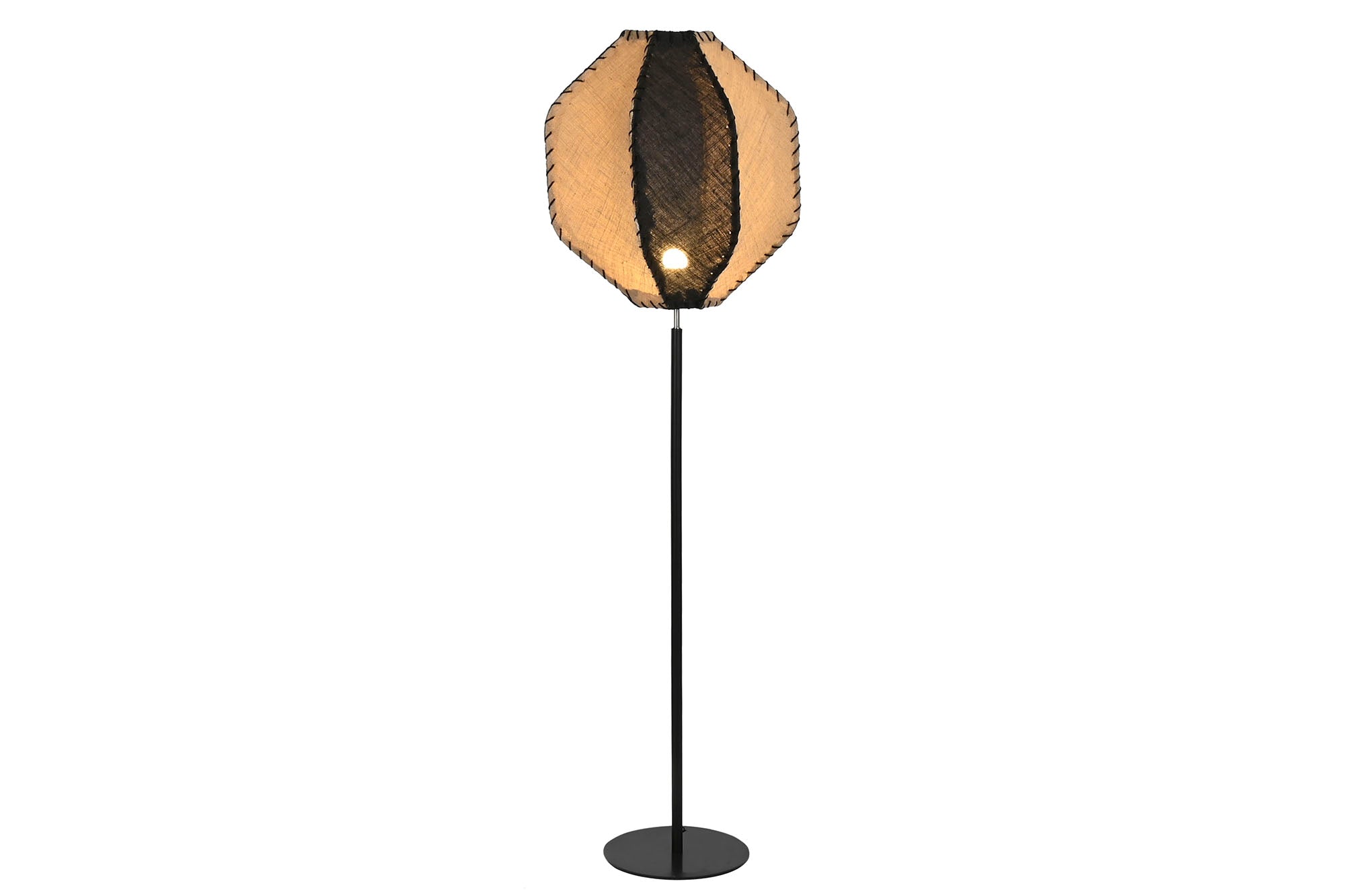 Lampara Pie Yute Hierro 50X50X165 Natural Bicolor