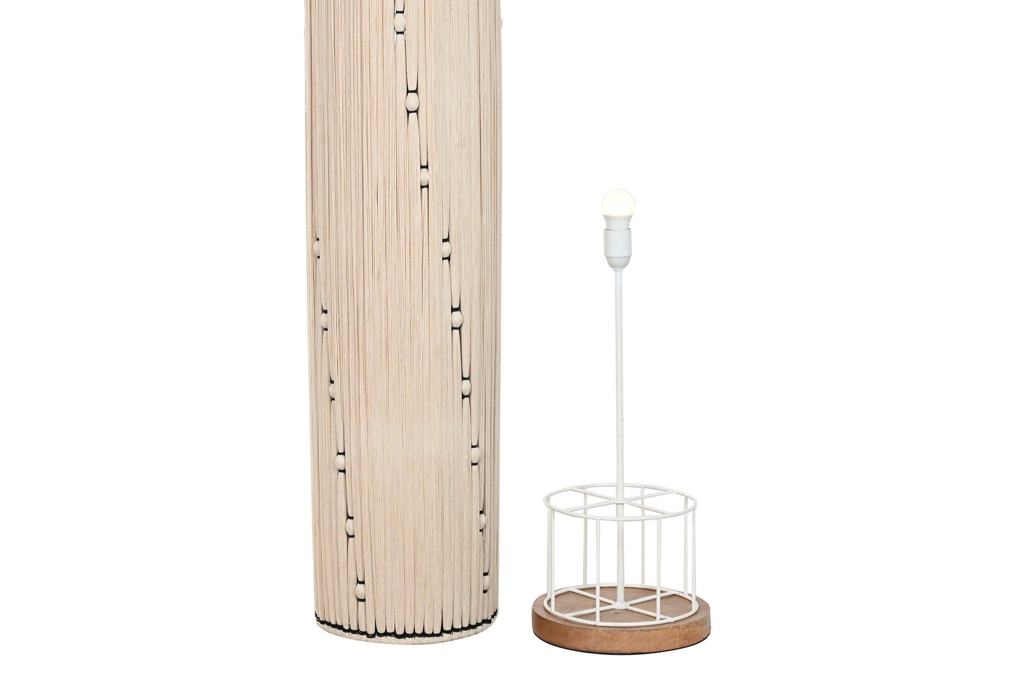 Lampara Pie Algodon Rafia 25X25X125 Nudo Natural