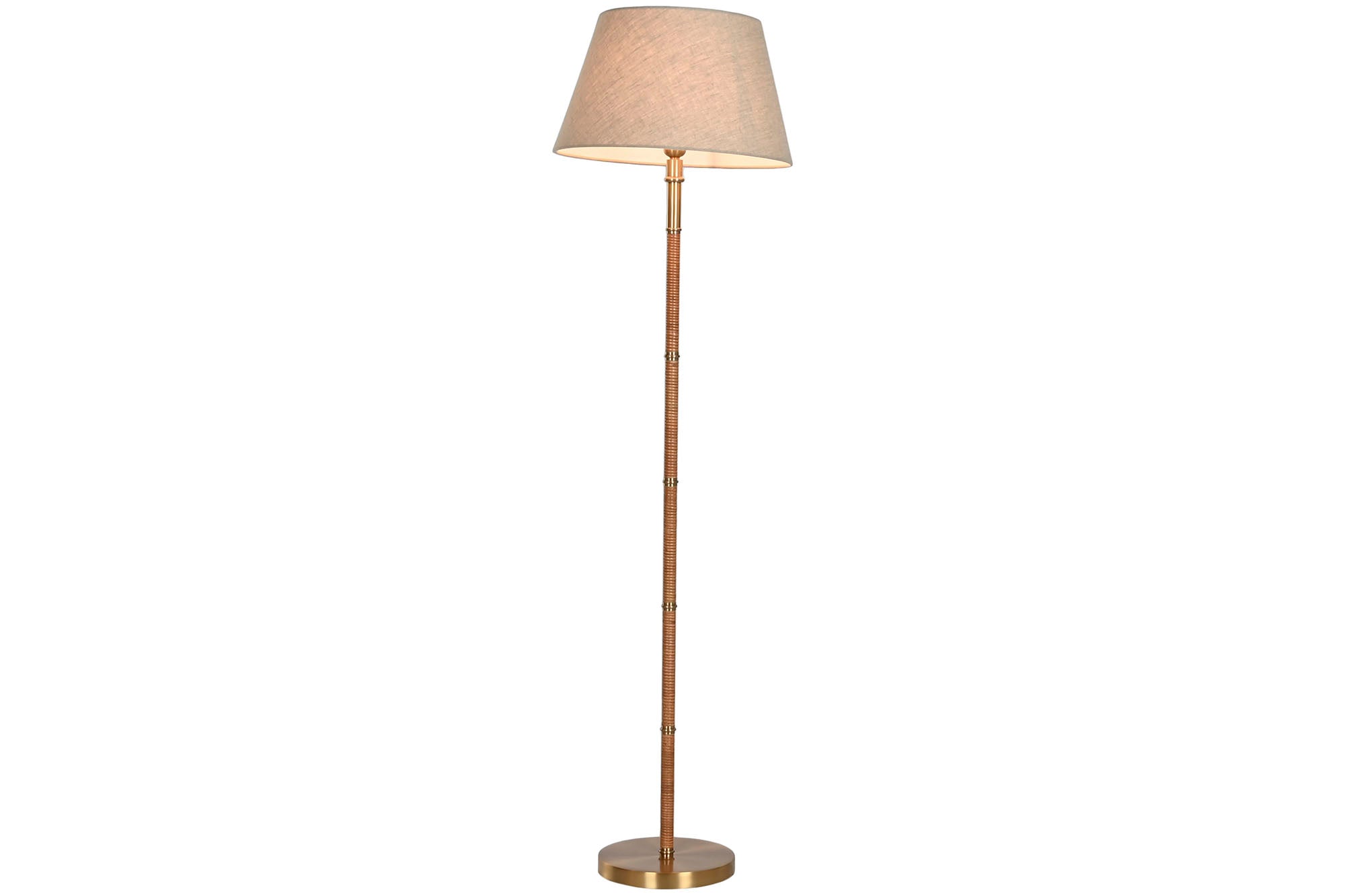 Luminária de chão em rattan de latão 42x42x154 natural