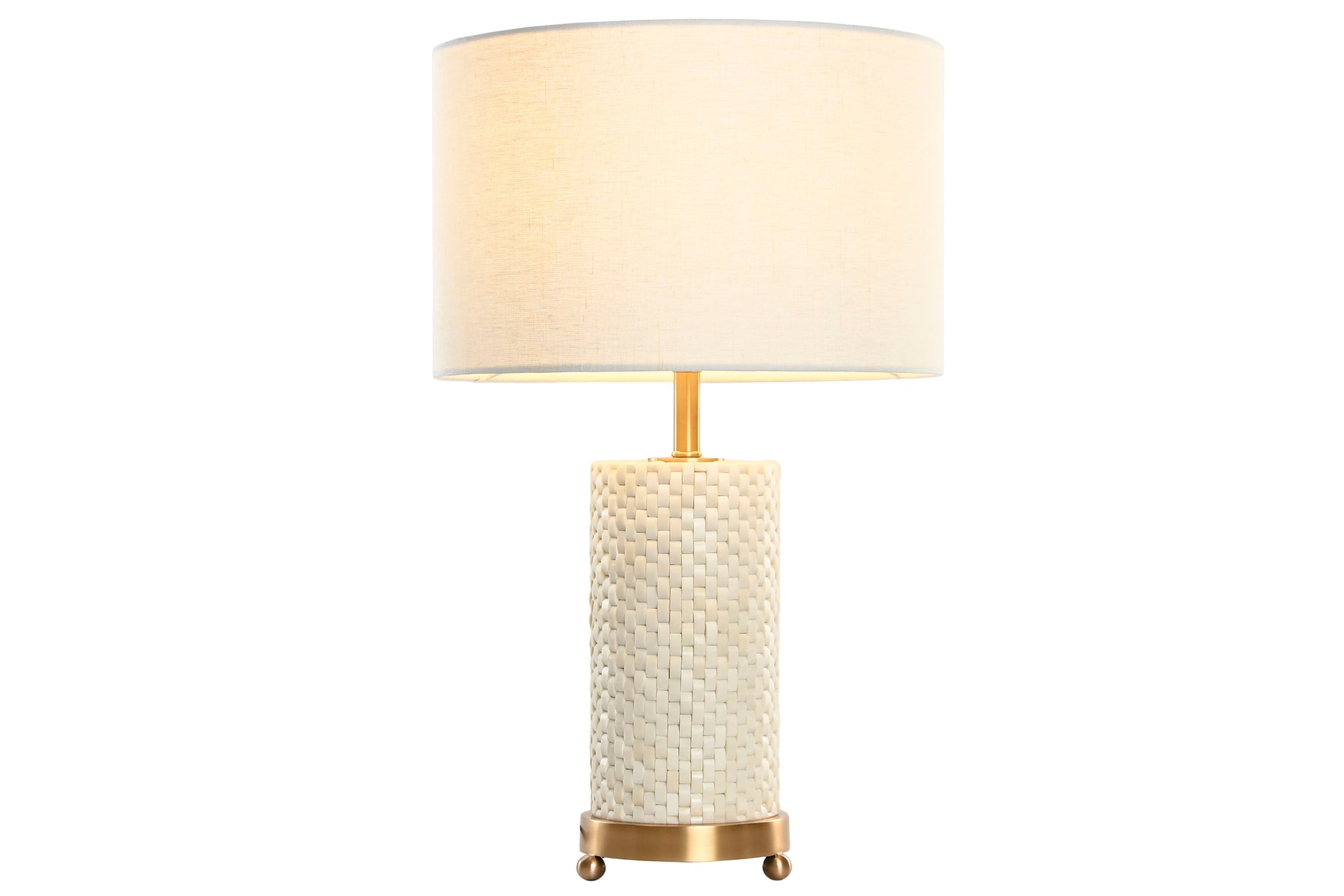 Lampara Sobremesa Laton Hueso 36X36X46 Blanco