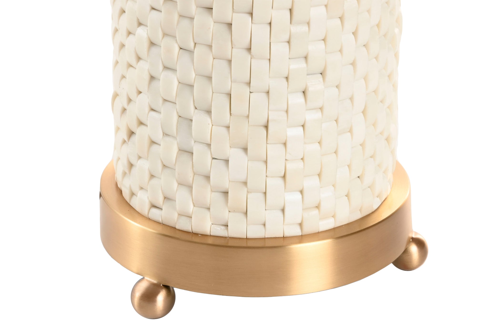 Lampara Sobremesa Laton Hueso 36X36X46 Blanco