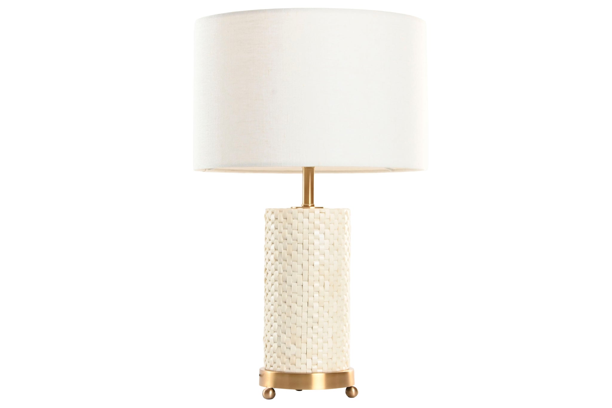 Lampara Sobremesa Laton Hueso 36X36X46 Blanco