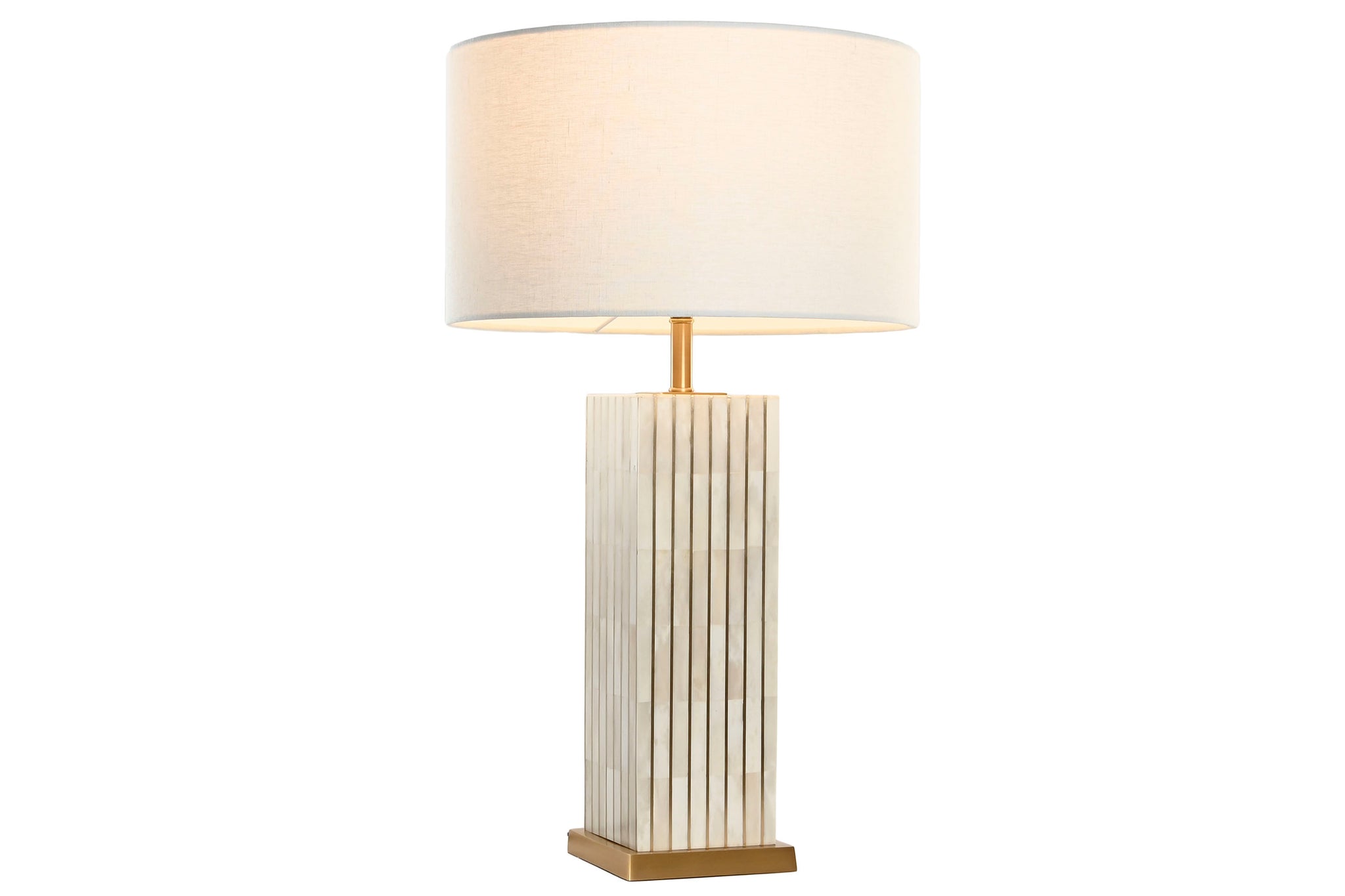 Lampara Sobremesa Laton Hueso 40,5X40,5X54 Beige