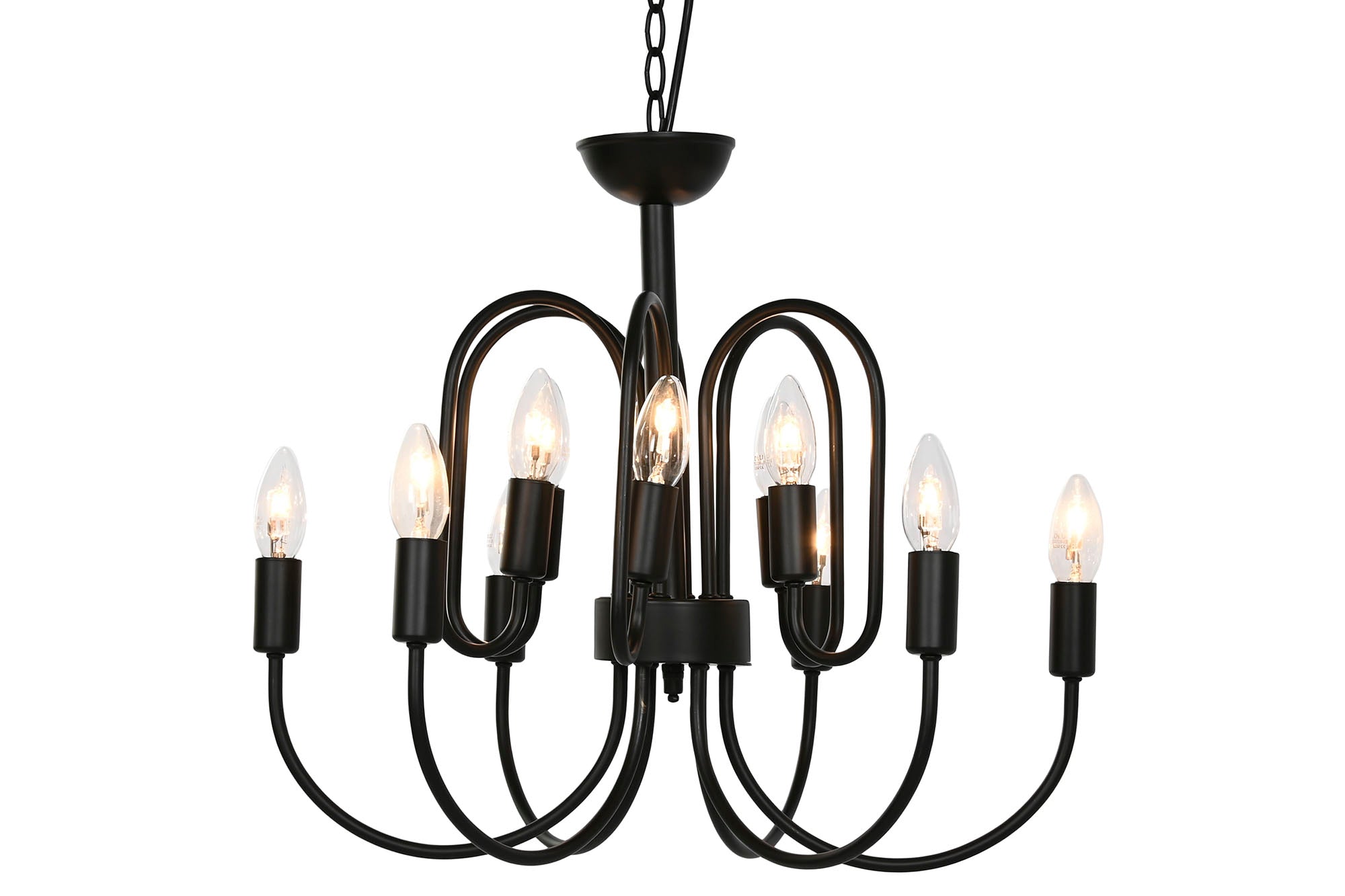 Luminária de teto de metal 54x54x46 12 braços preta