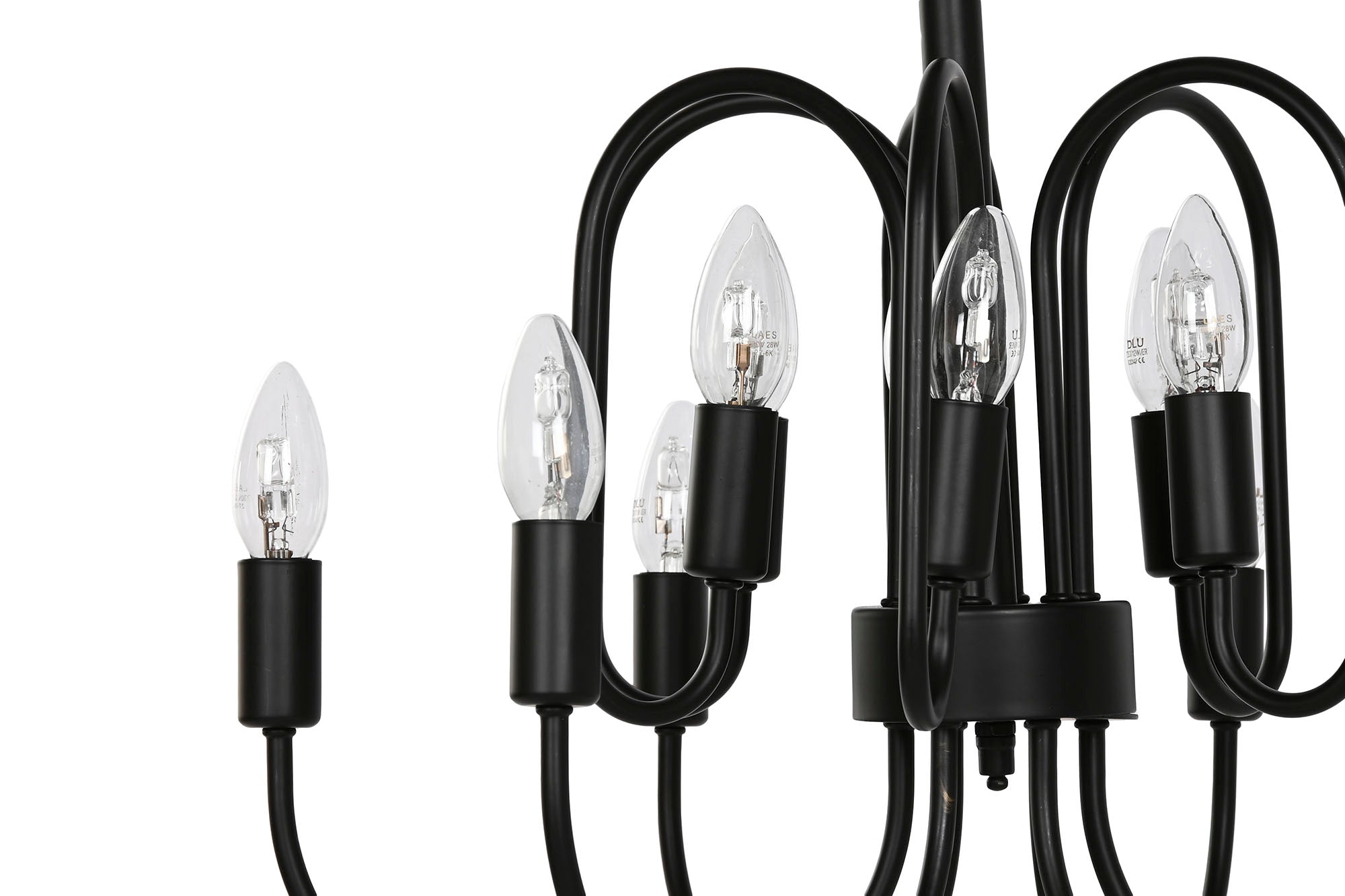 Luminária de teto de metal 54x54x46 12 braços preta