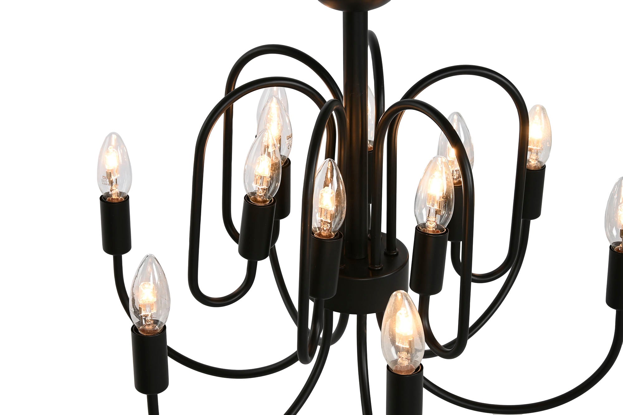 Luminária de teto de metal 54x54x46 12 braços preta