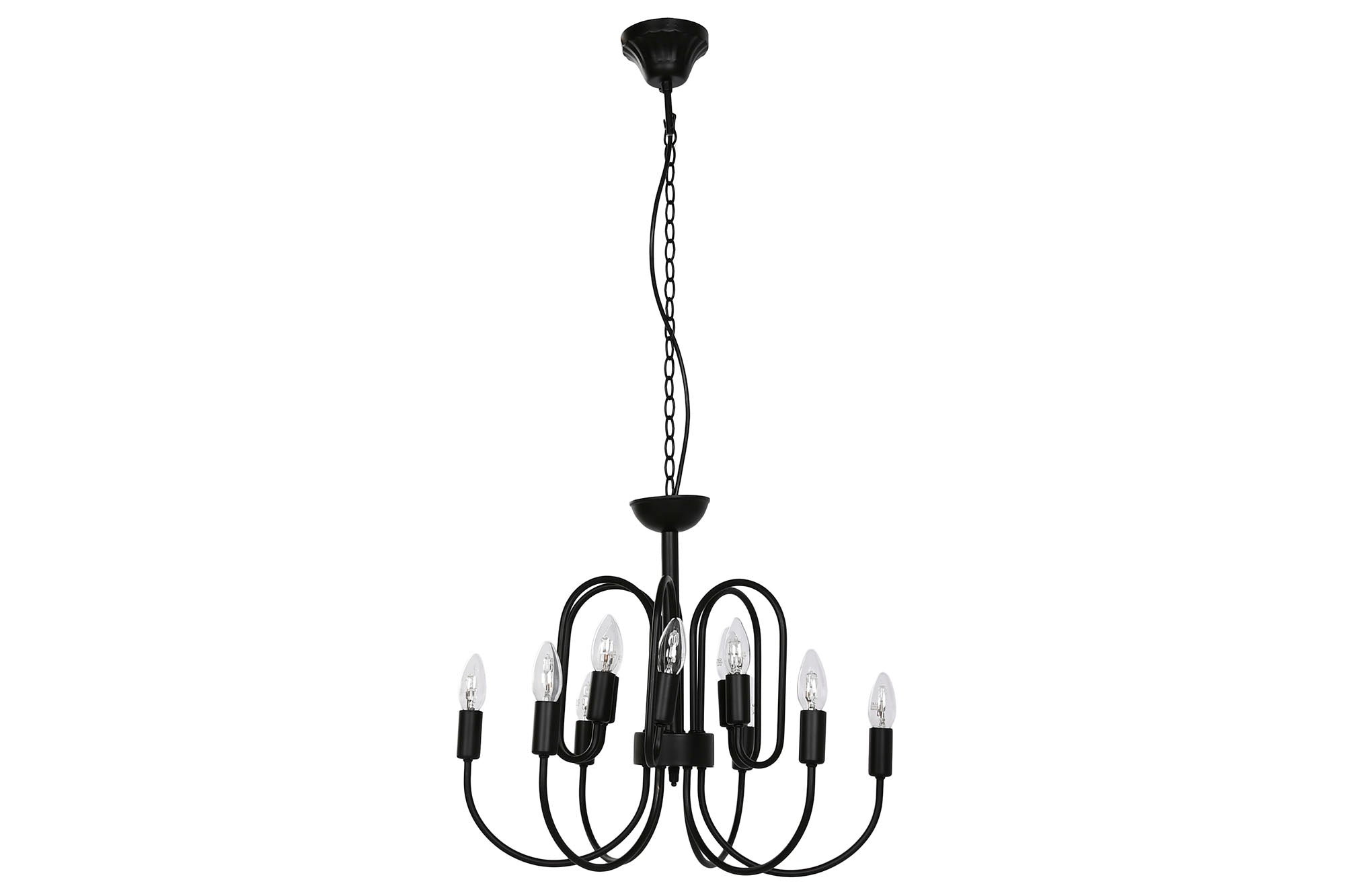 Luminária de teto de metal 54x54x46 12 braços preta