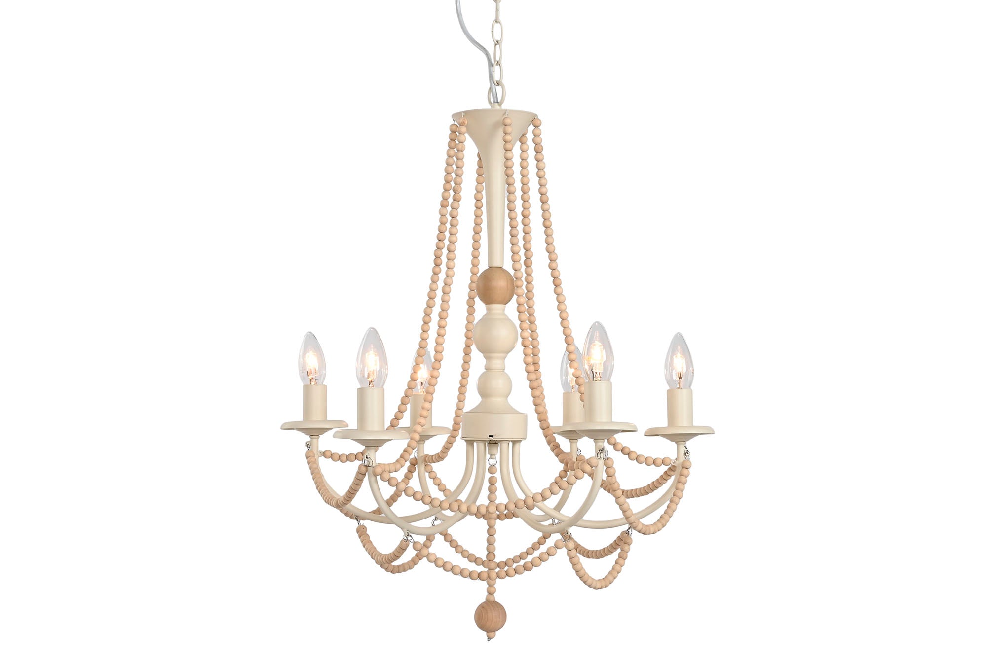Lampara Techo Hierro Pino 57X28X57 6 Brazos Crudo