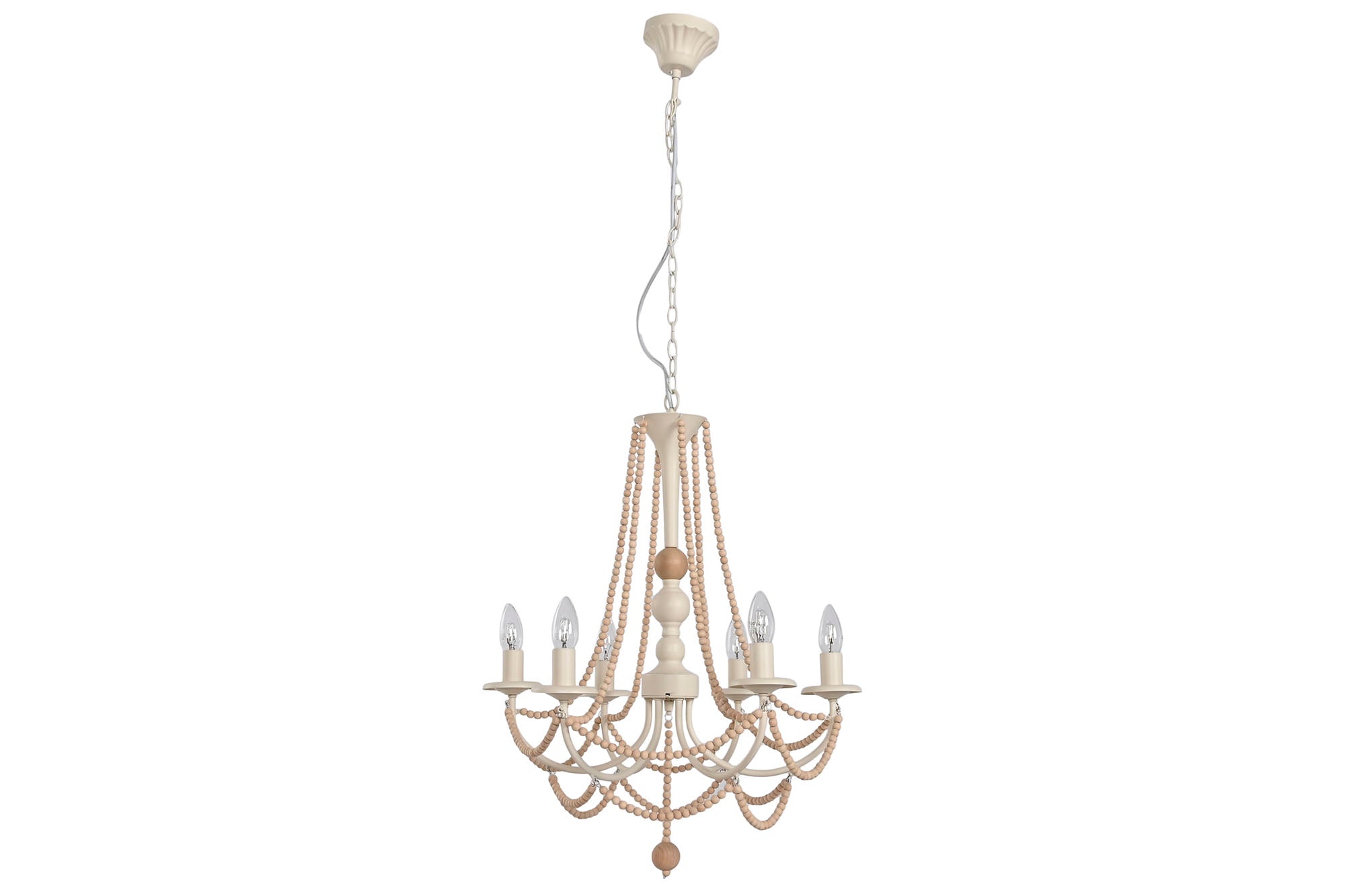 Lampara Techo Hierro Pino 57X28X57 6 Brazos Crudo