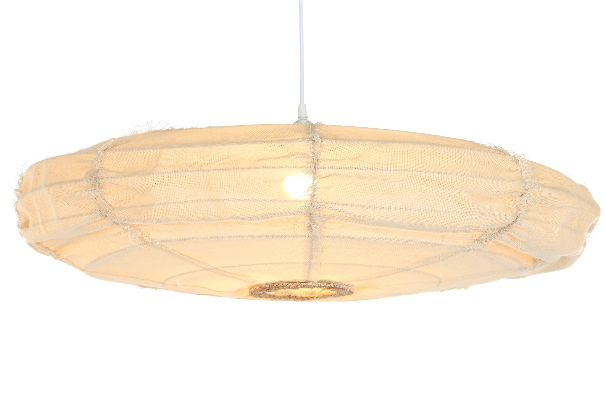 Lampara Techo Lino Cuerda 80X80X20 Natural Crudo