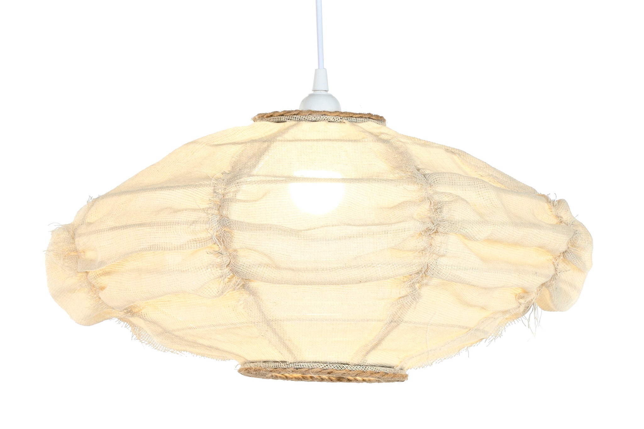 Lampara Techo Lino Cuerda 45X45X20 Natural Crudo
