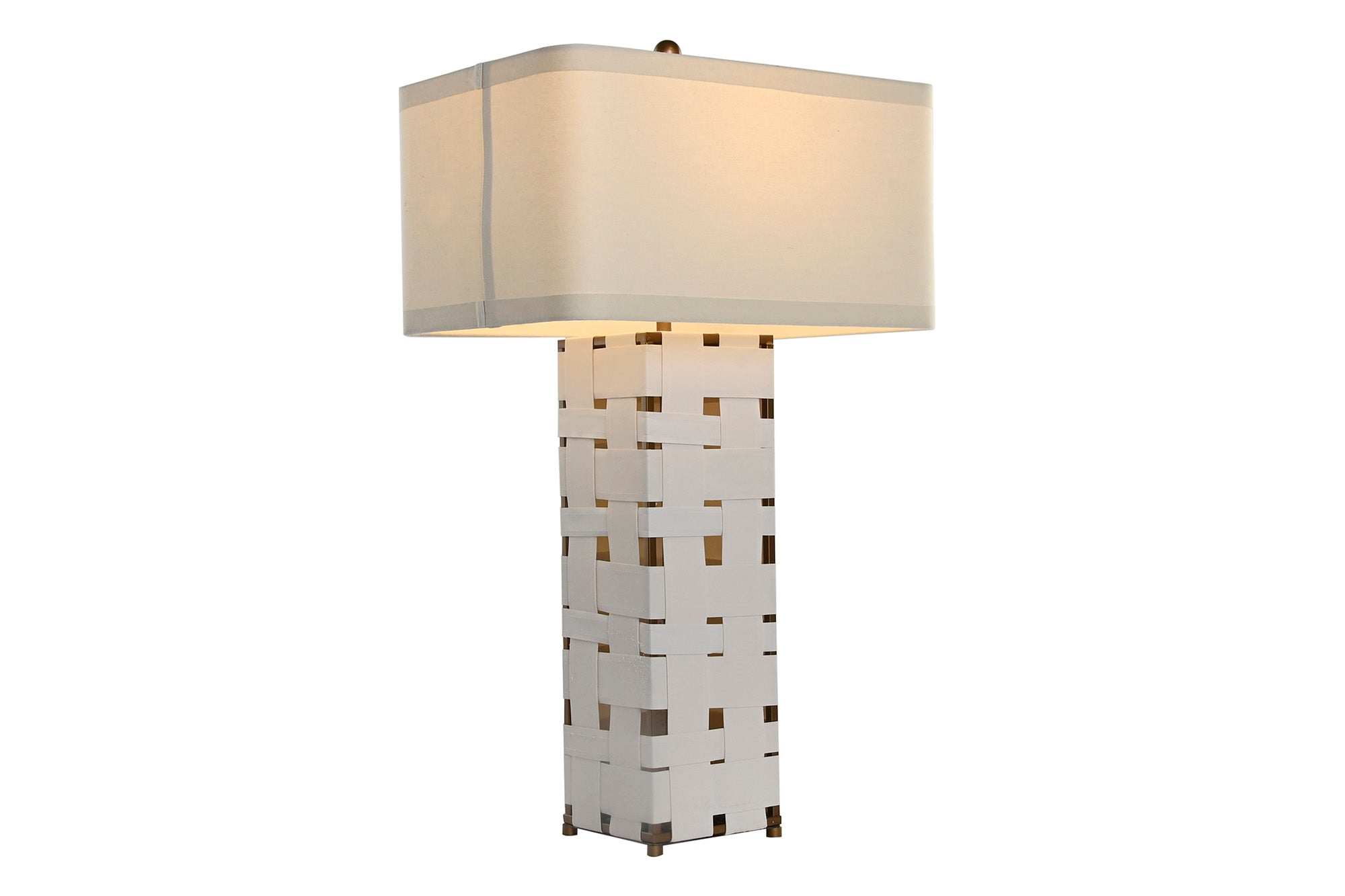 Lampara Sobremesa Cuero Lino 48X33X83 Trenzado