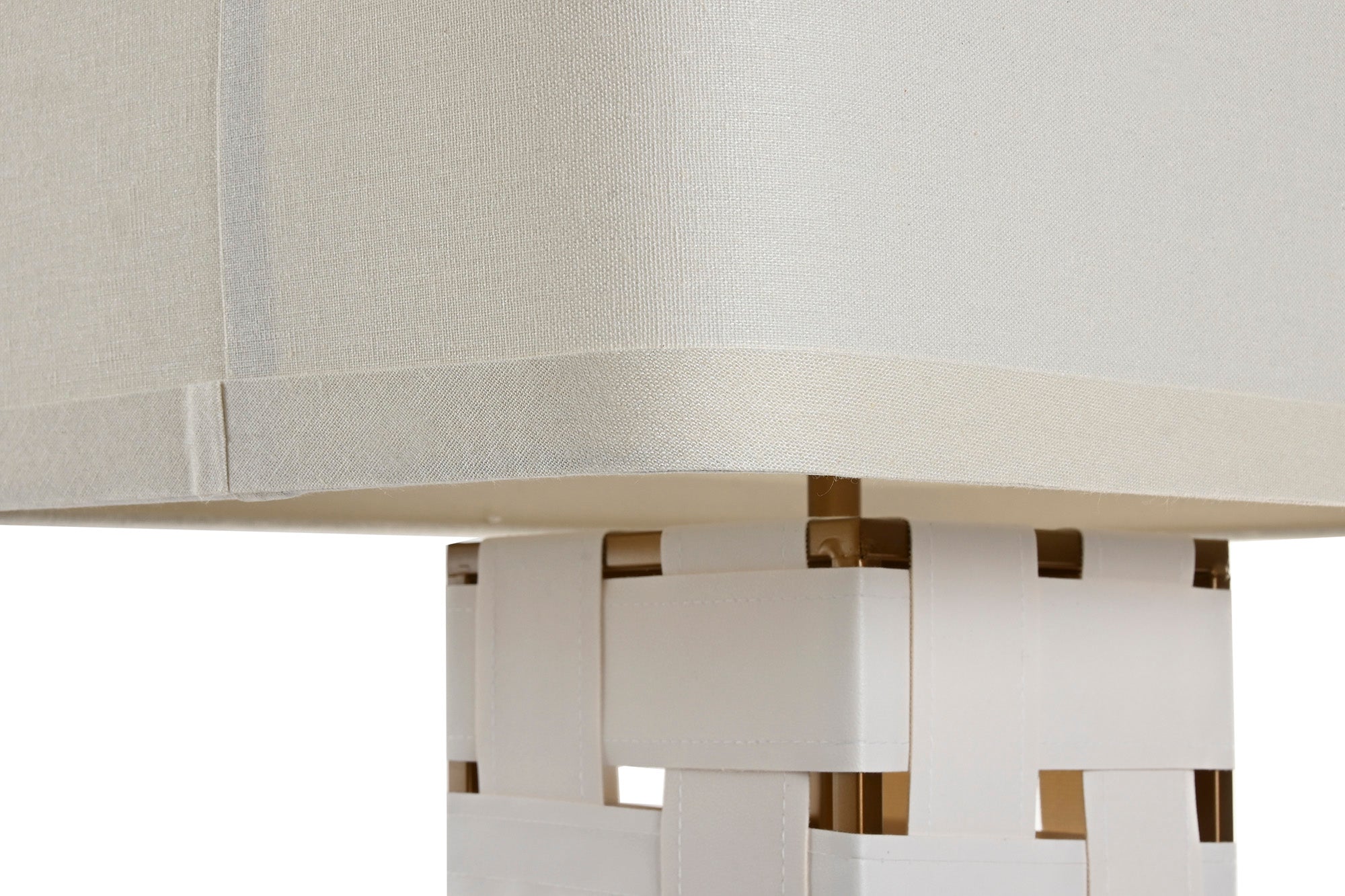 Lampara Sobremesa Cuero Lino 48X33X83 Trenzado
