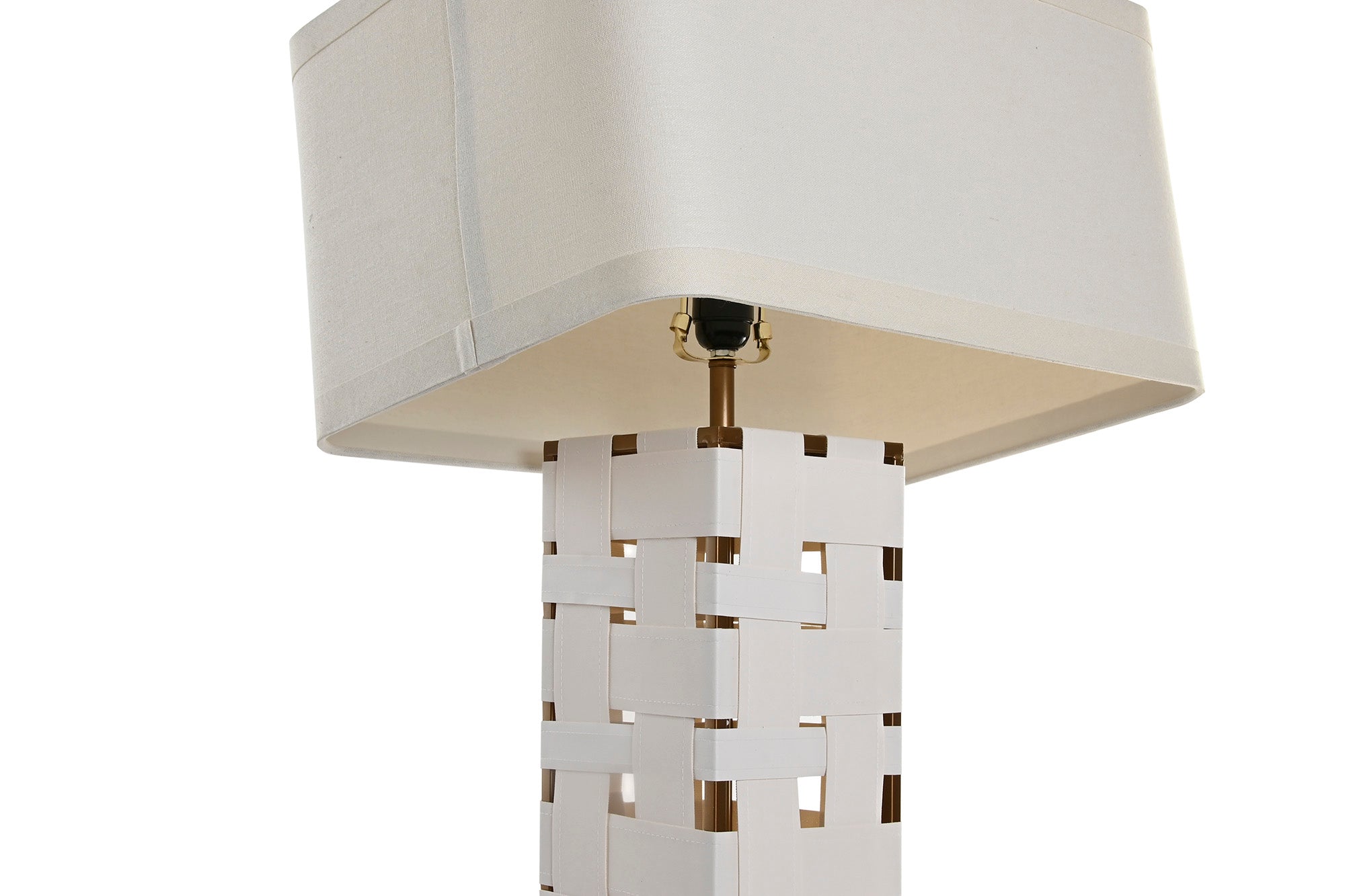 Lampara Sobremesa Cuero Lino 48X33X83 Trenzado